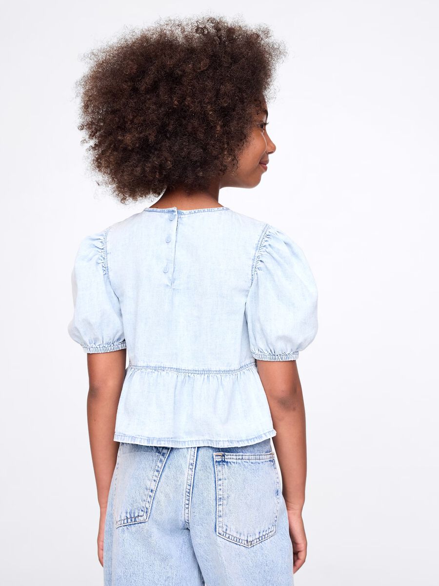 Denim shirt in cotton with bows_2