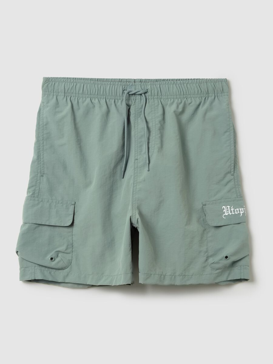 Cargo Swim Shorts Military Green_5