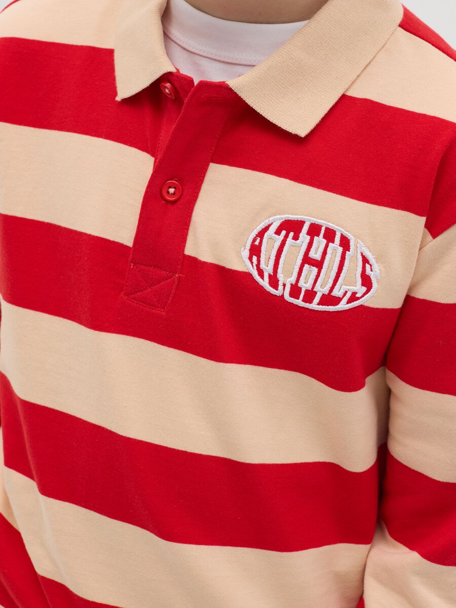 Polo maniche lunghe fantasia a righe e ricamo "ATHLS"_1