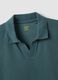 Blue stretch cotton short-sleeve polo shirt_1