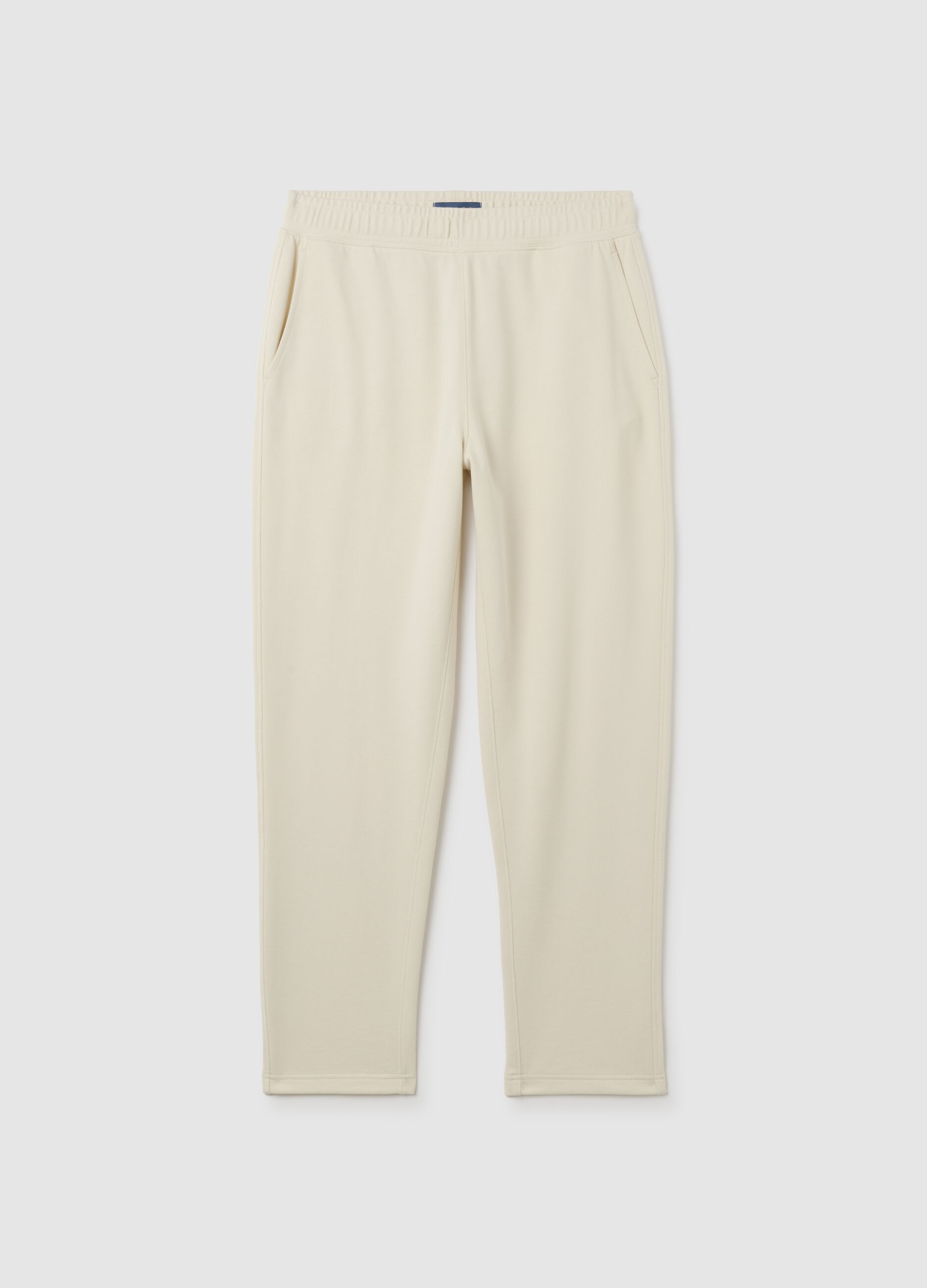 Beige pure cotton trousers with oversized fit