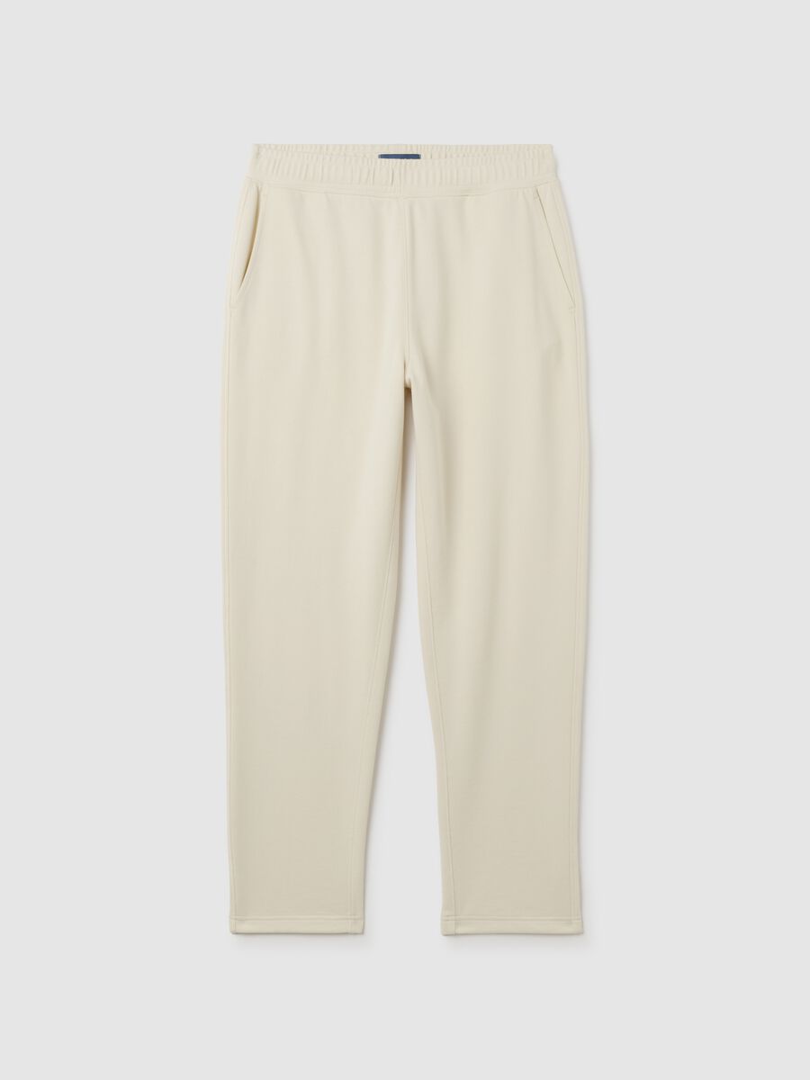 Beige pure cotton trousers with oversized fit_0