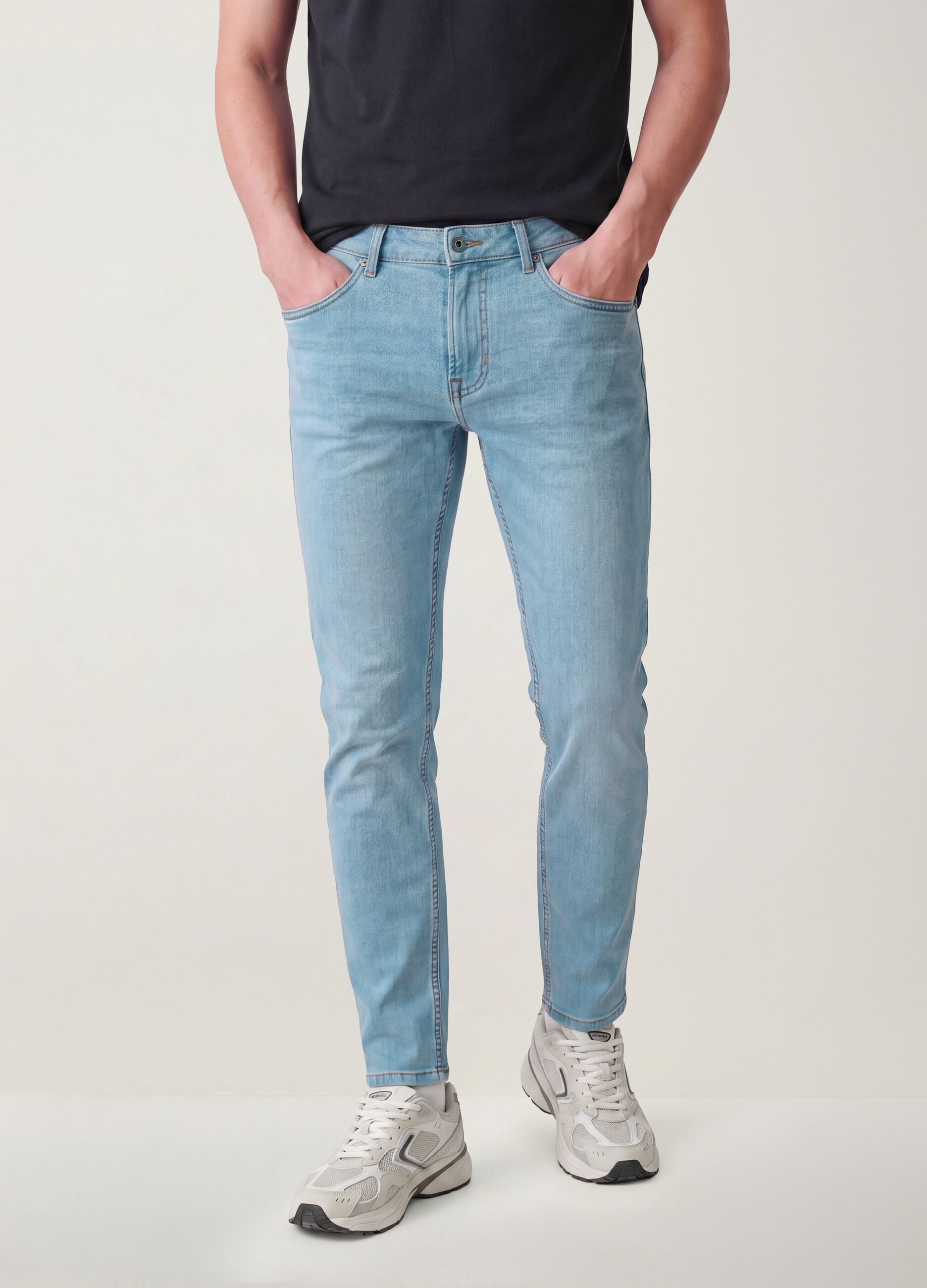 Light blue slim-fit stretch cotton jeans