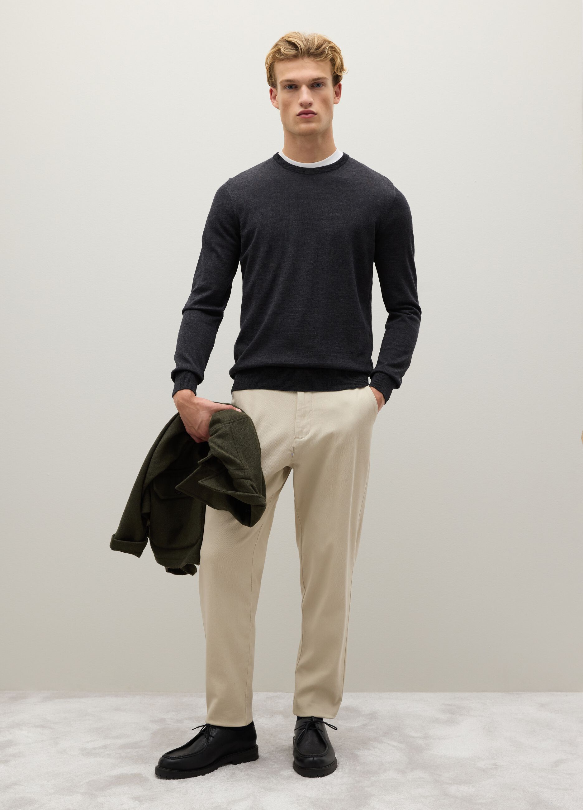 Grey merino wool jumper regular fit