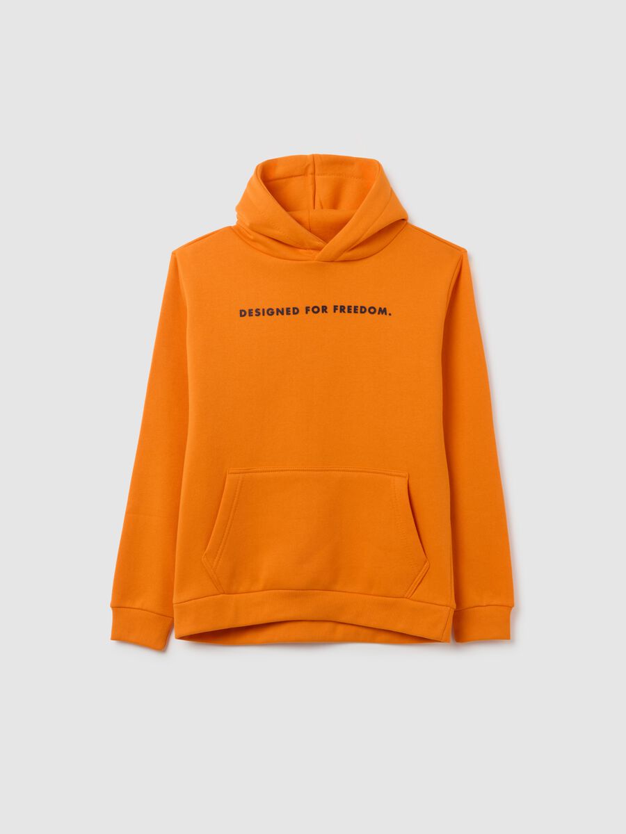 Orange cotton blend regular fit children's sweatshirt_0