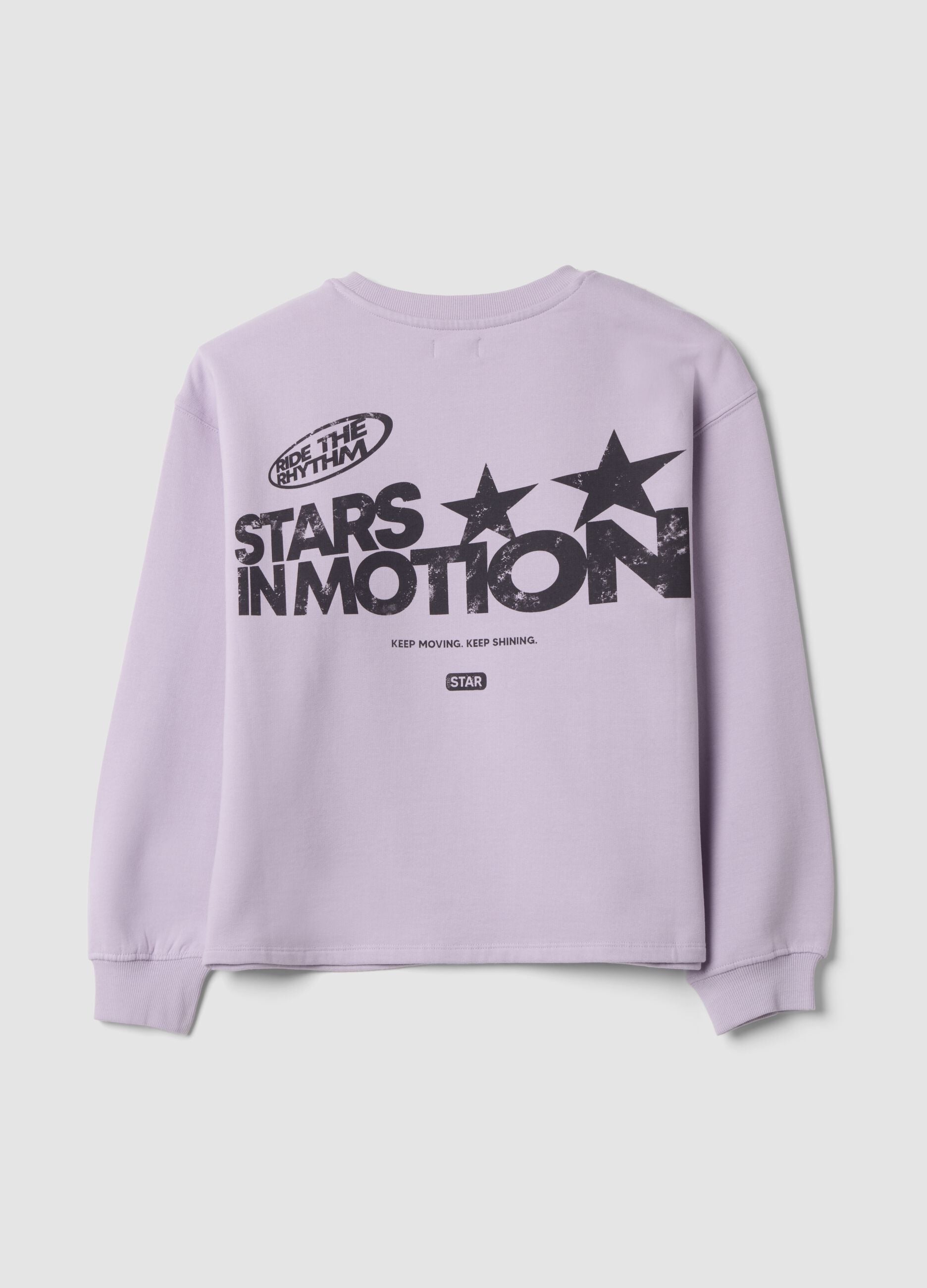 Purple organic cotton sweatshirt with ribbed collar