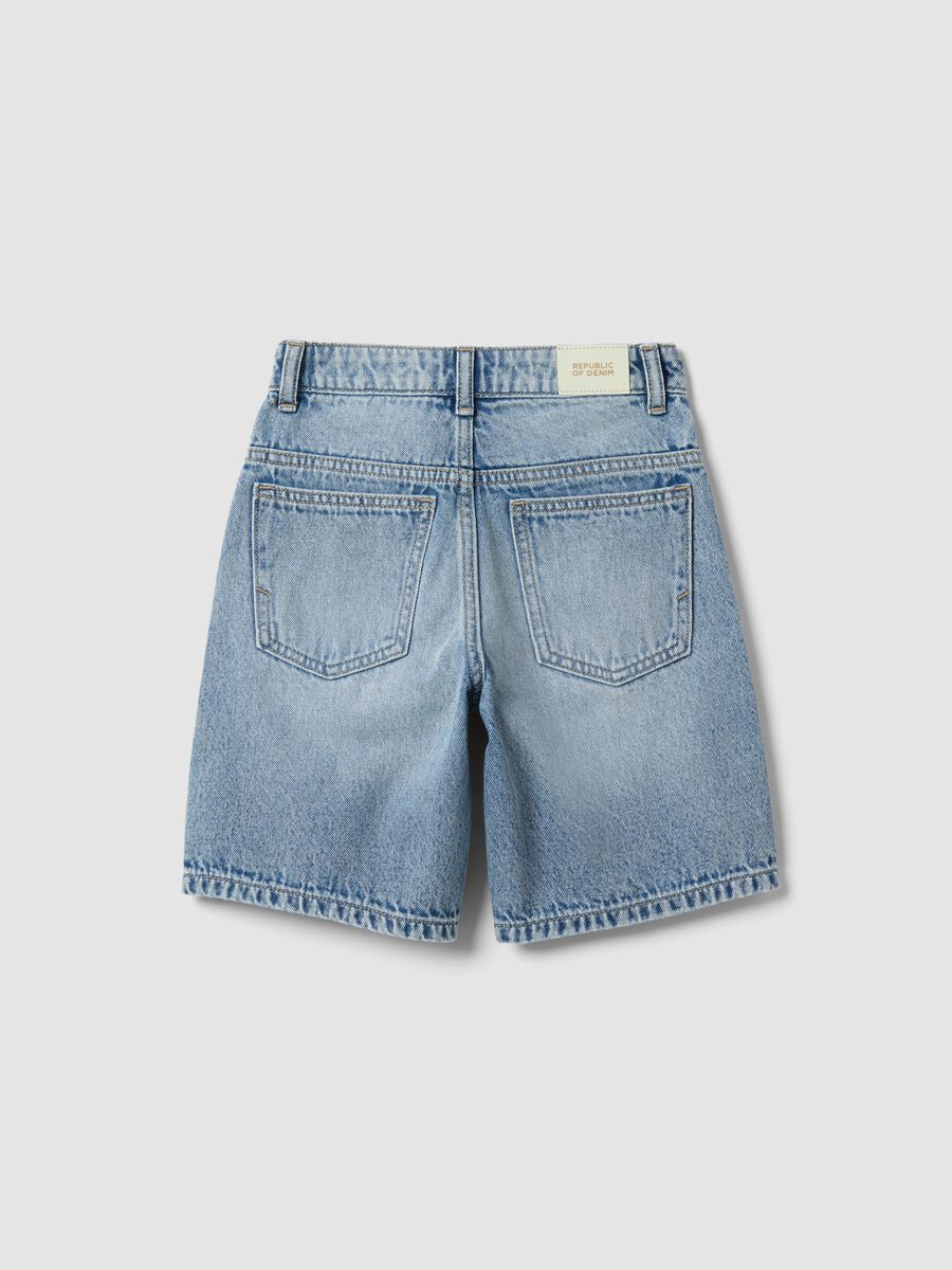 Shorts denim blu in puro cotone da bambino regular fit_1