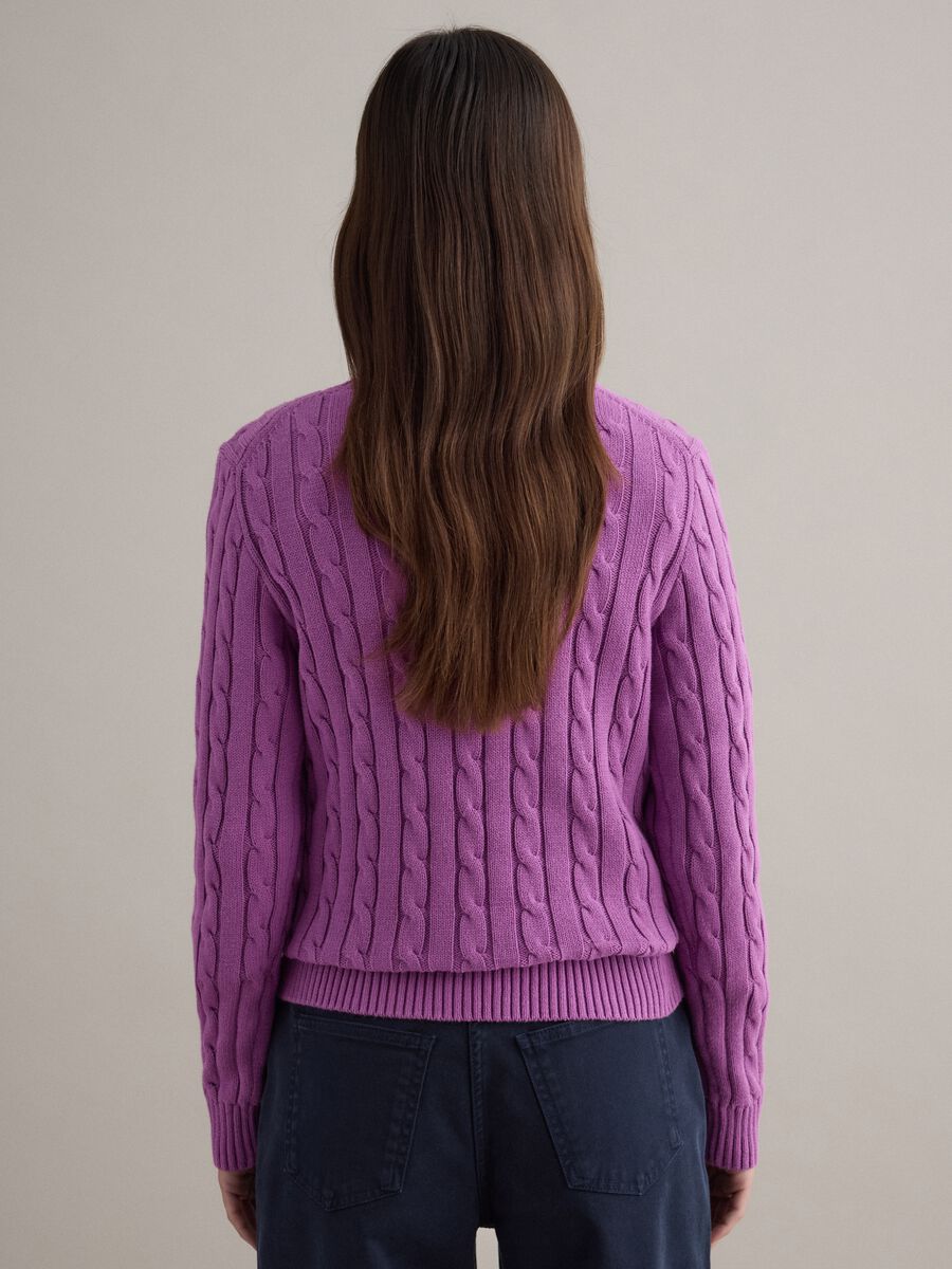Purple pure cotton regular fit cable knit jumper_3