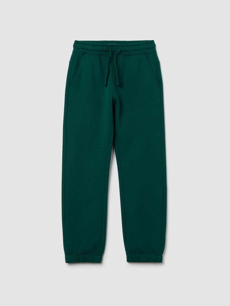 Kids' pure green cotton regular fit joggers_0