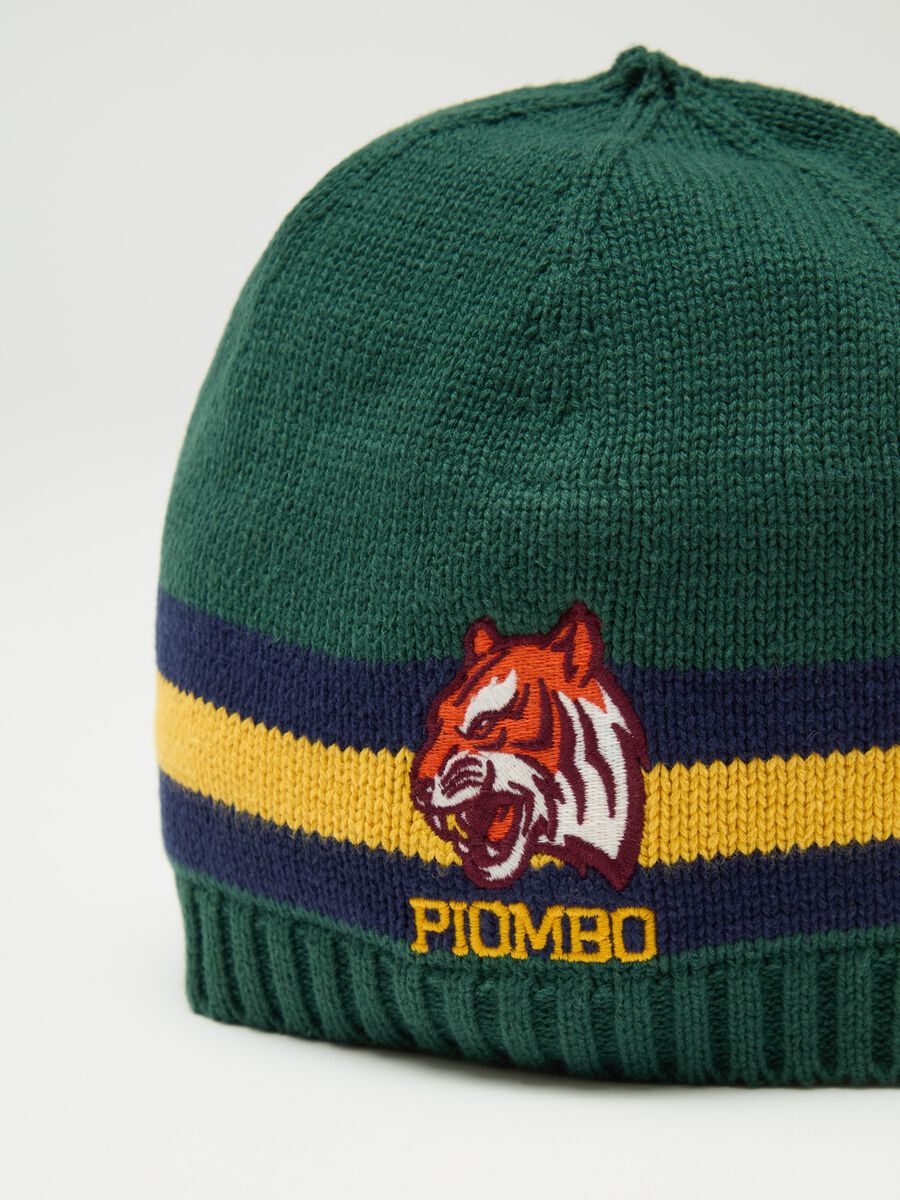 Knit hat with logo and tiger_2