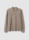 Beige Long Sleeve Polo in Pure Cotton Regular Fit_4