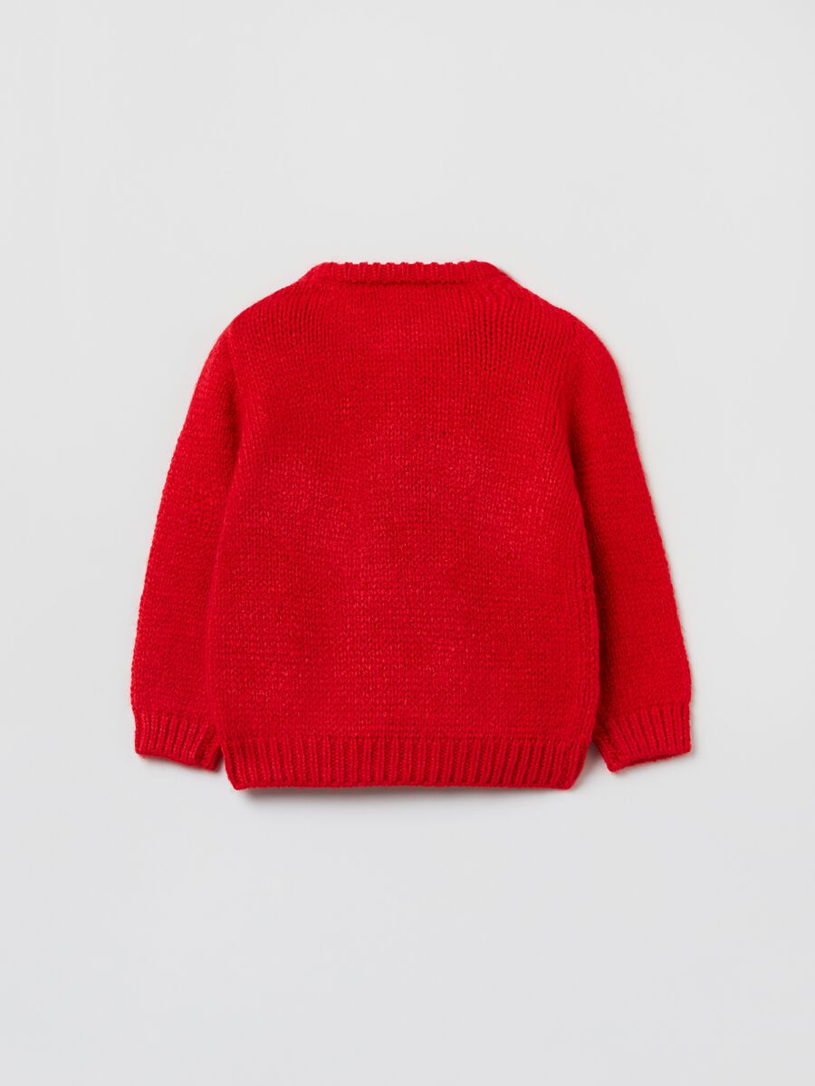 Pullover con orsetto jacquard e pon pon_1
