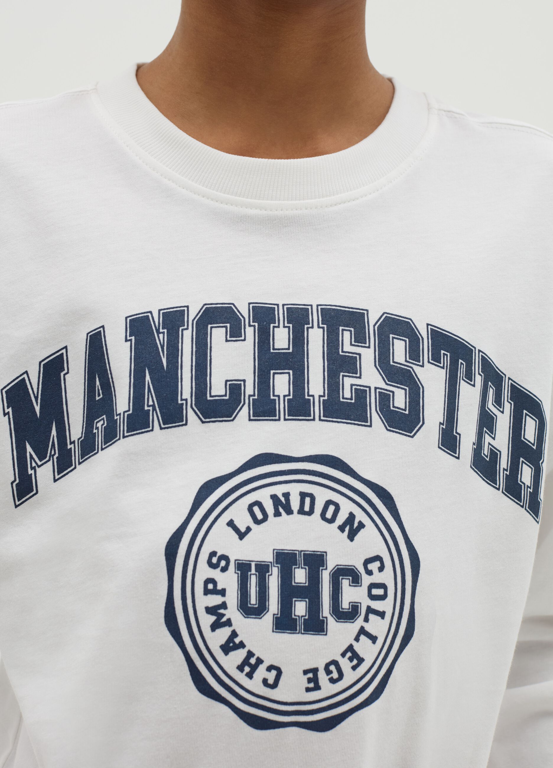 T-shirt a maniche lunghe in cotone con stampa