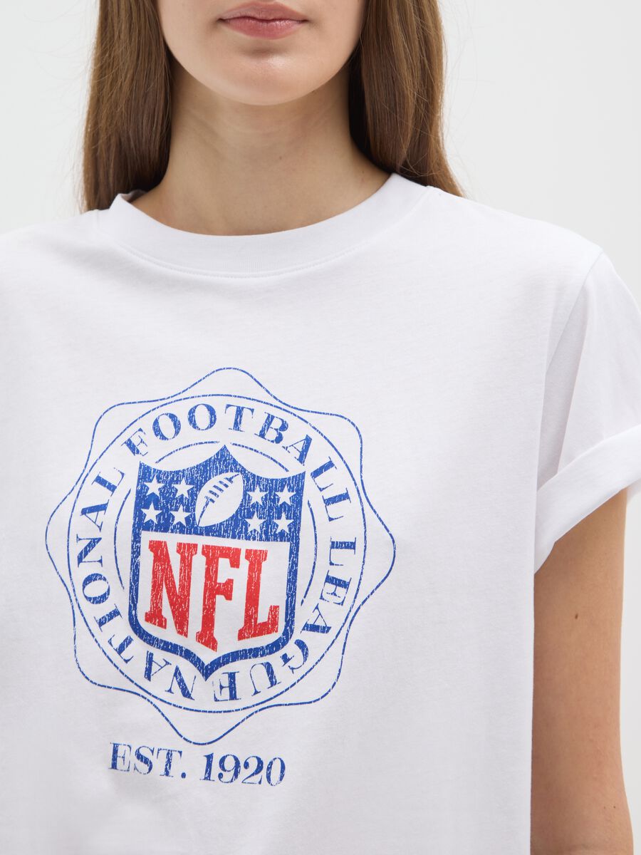 T-shirt bianca NFL a maniche corte in puro cotone regular fit_3