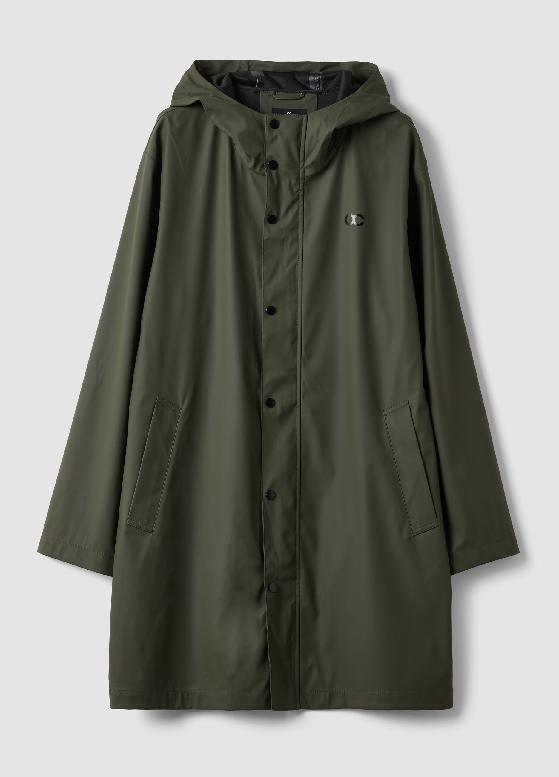 Green regular-fit raincoat with zip