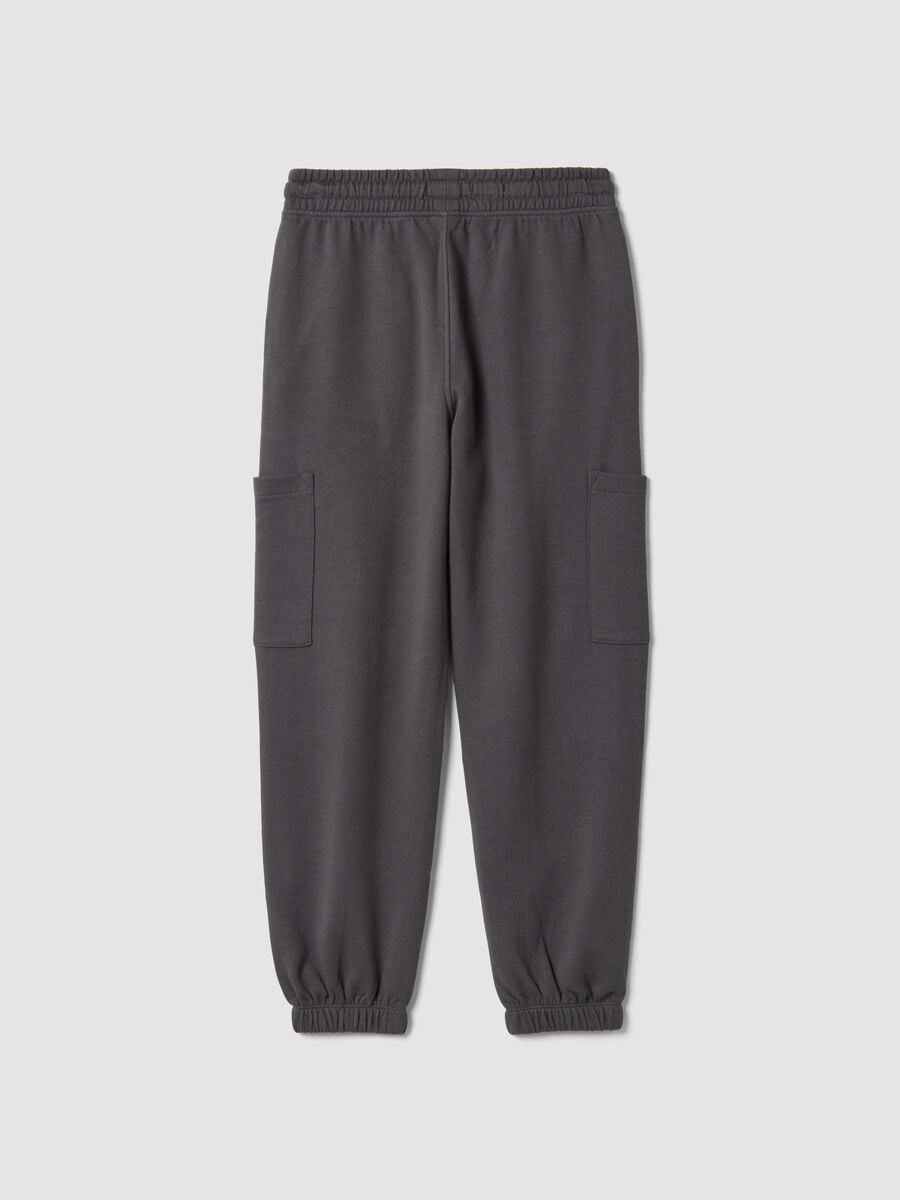 Pantaloni jogger grigi in puro cotone con tasche cargo relaxed fit_1
