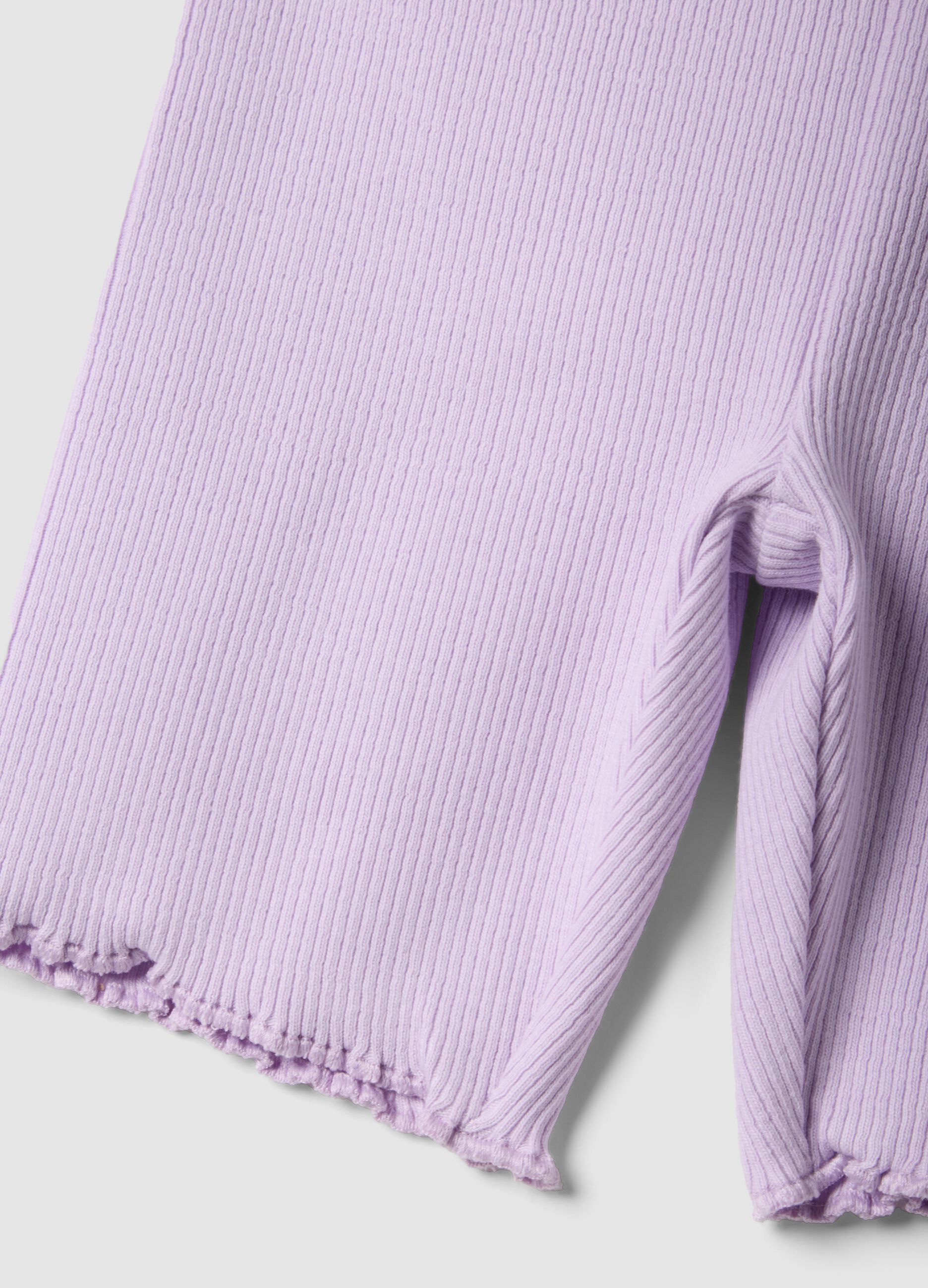 Purple ribbed stretch-cotton shorts for baby girls, regular fit