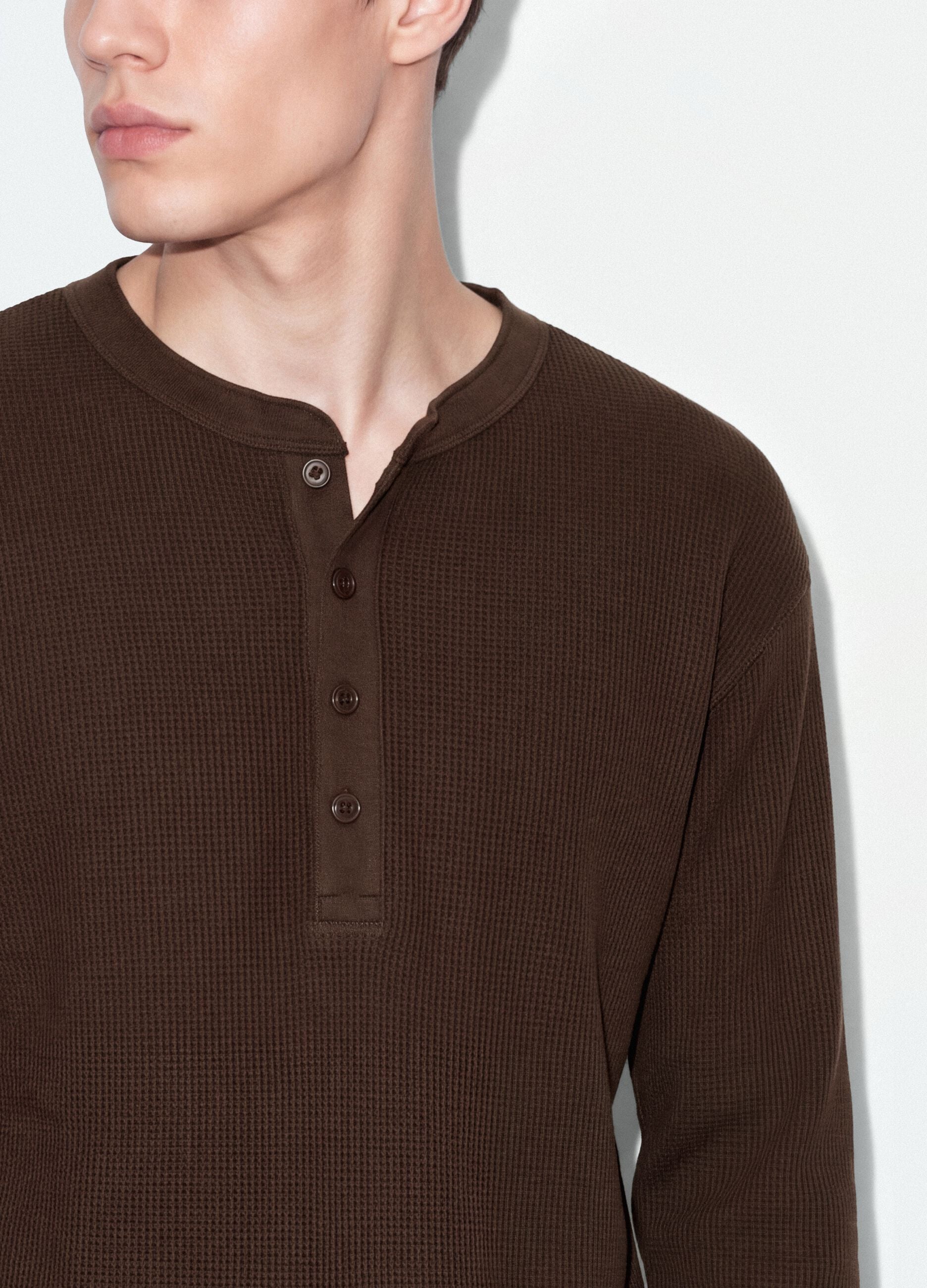 Light brown crew-neck pure cotton oversized jumper