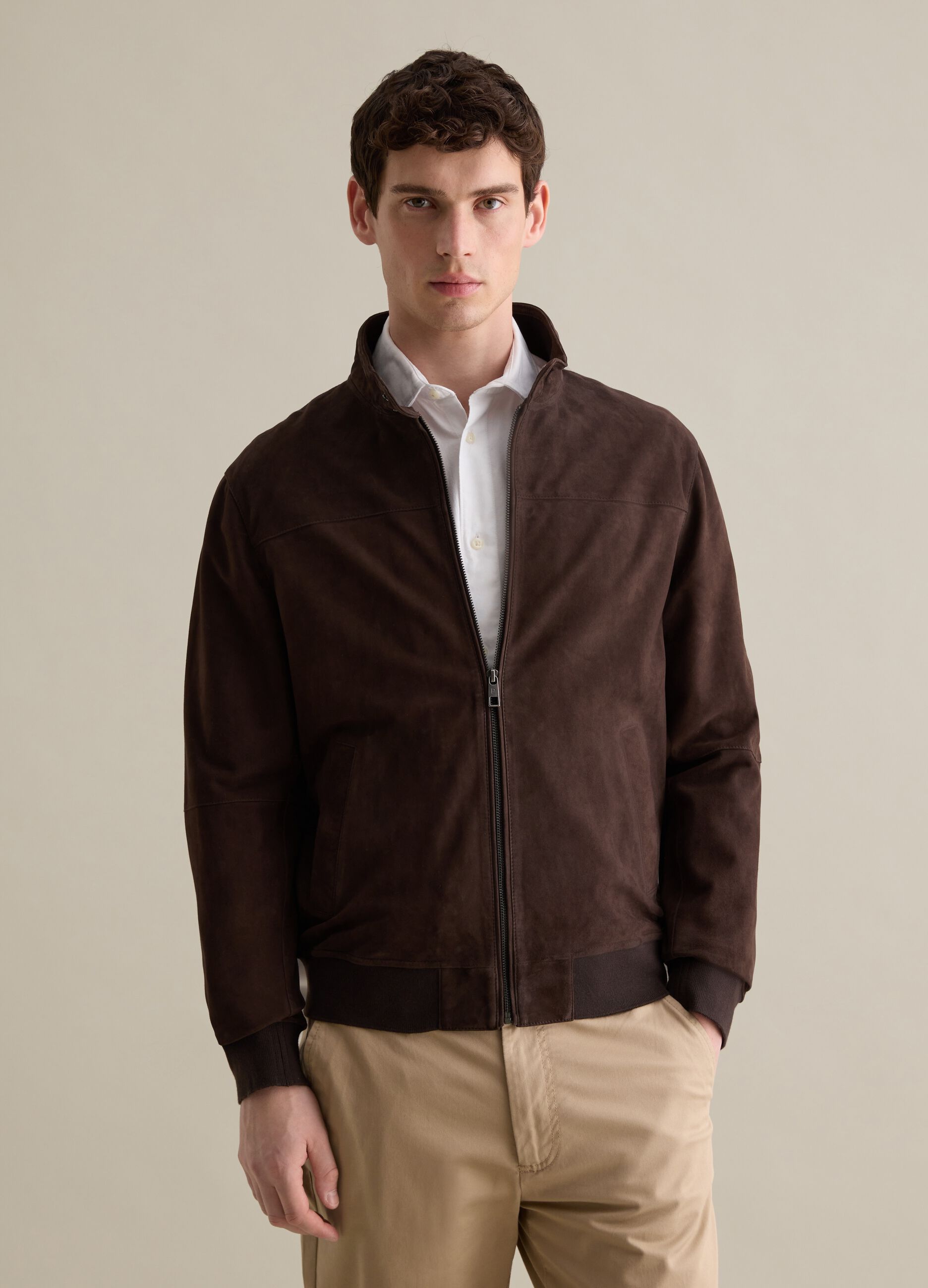 Bomber jacket in suede leather