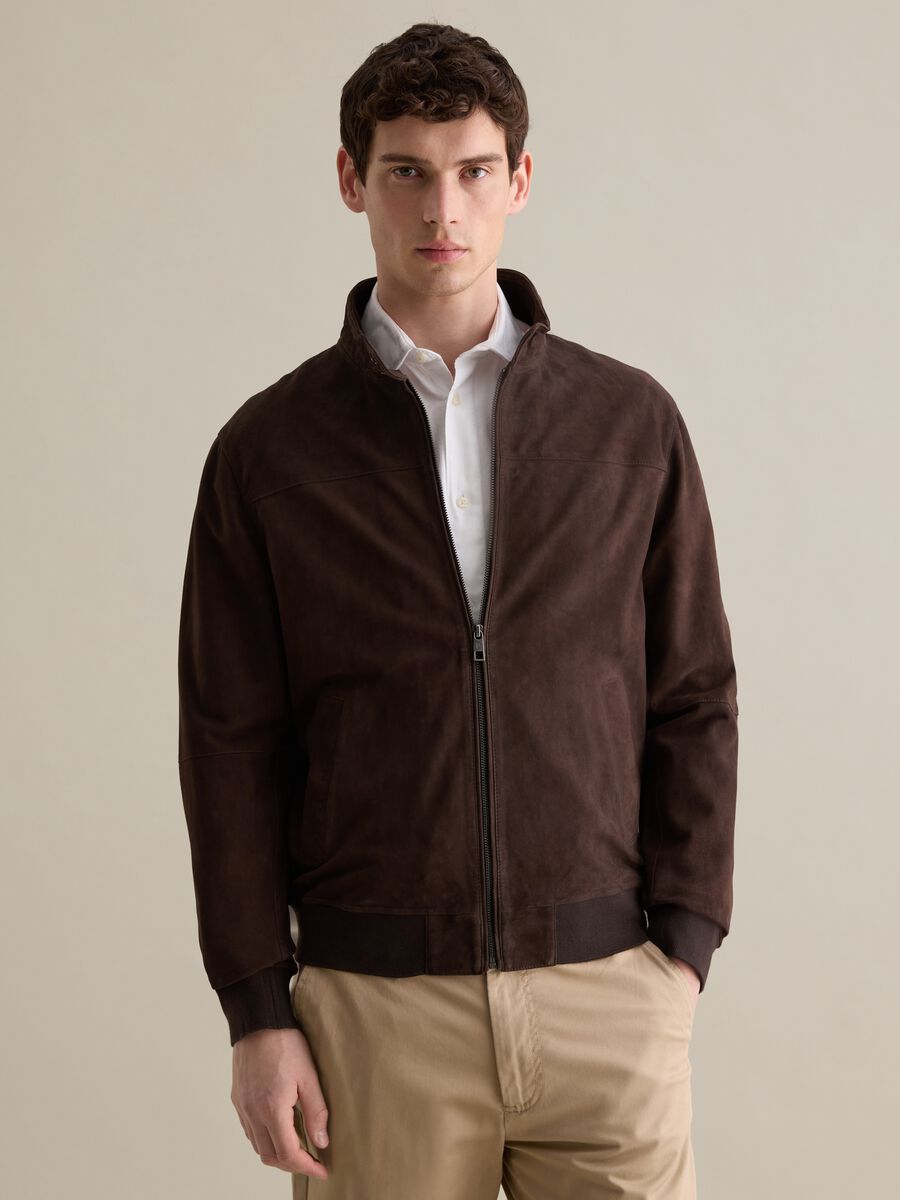 Bomber jacket in suede leather_0
