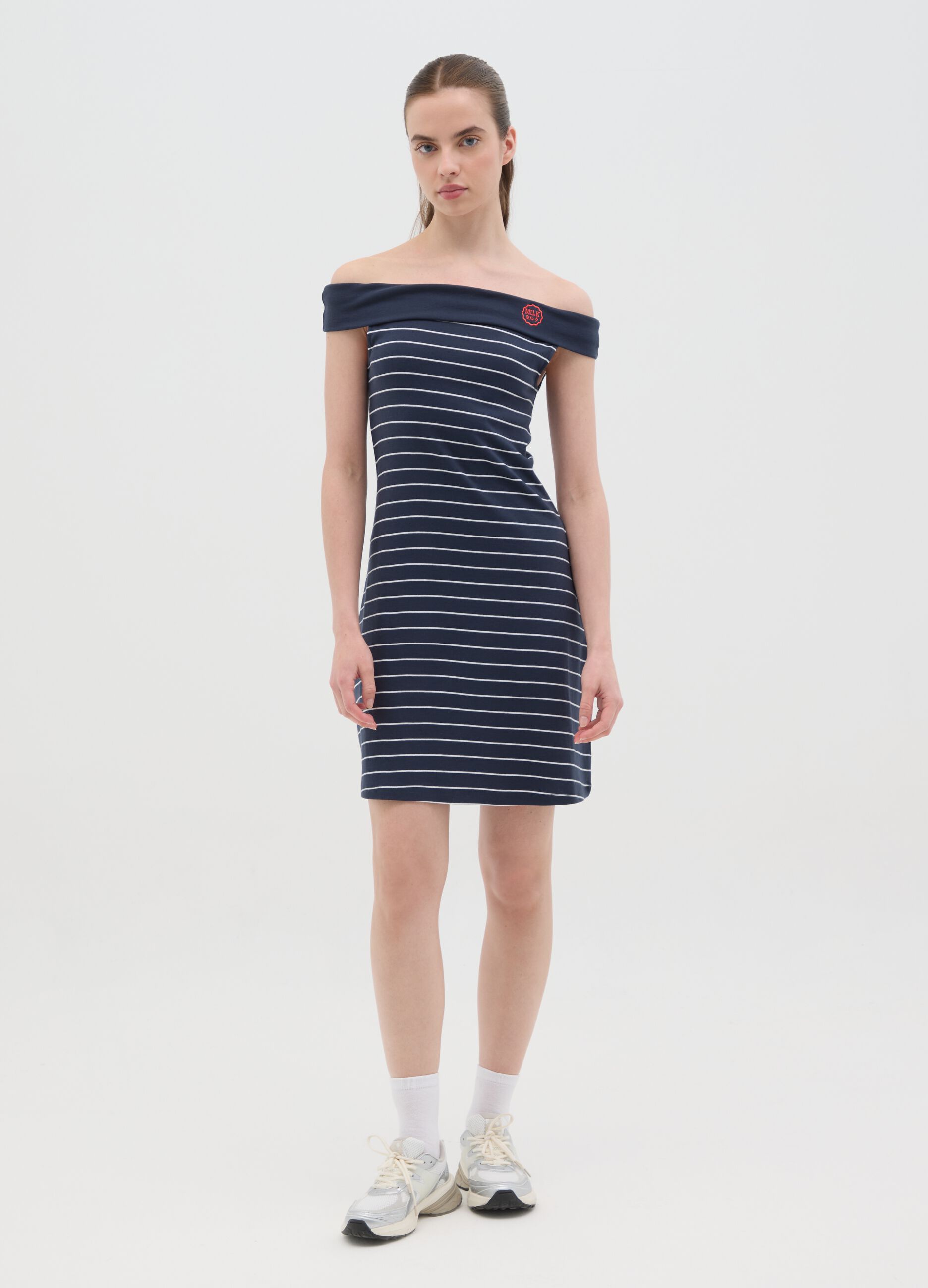 Women's dress in pure multi-coloured cotton regular fit