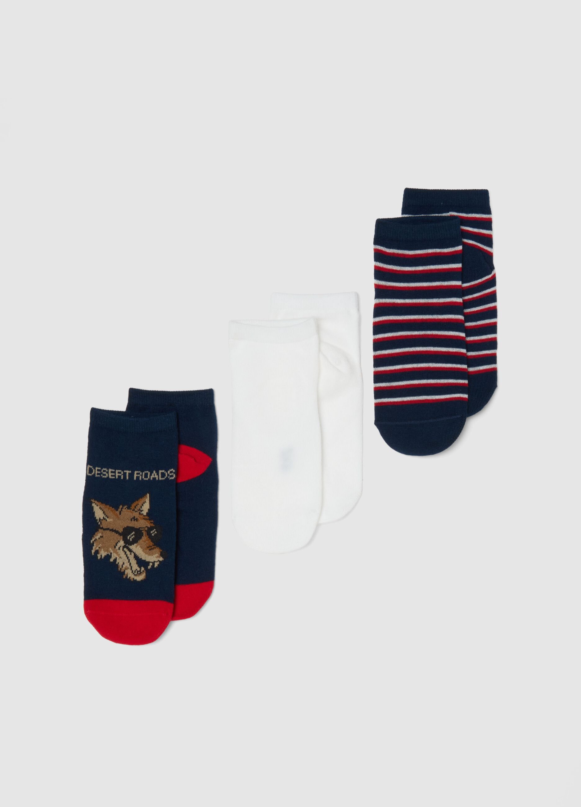 Tripack calze in misto cotone elasticizzato multicolor da bambino