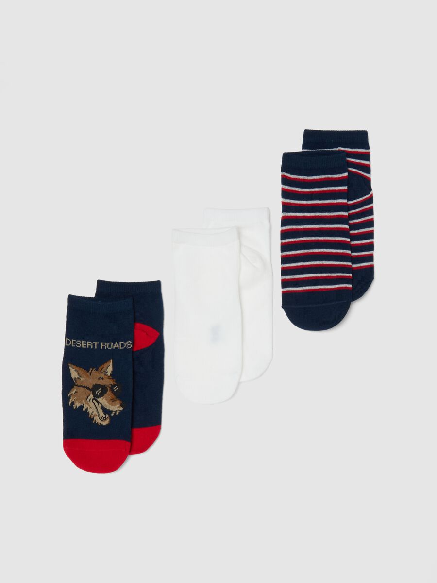 Tripack calze in misto cotone elasticizzato multicolor da bambino_0