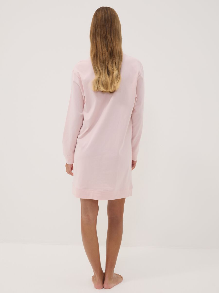 Camicia da notte rosa in puro cotone organico girocollo_3
