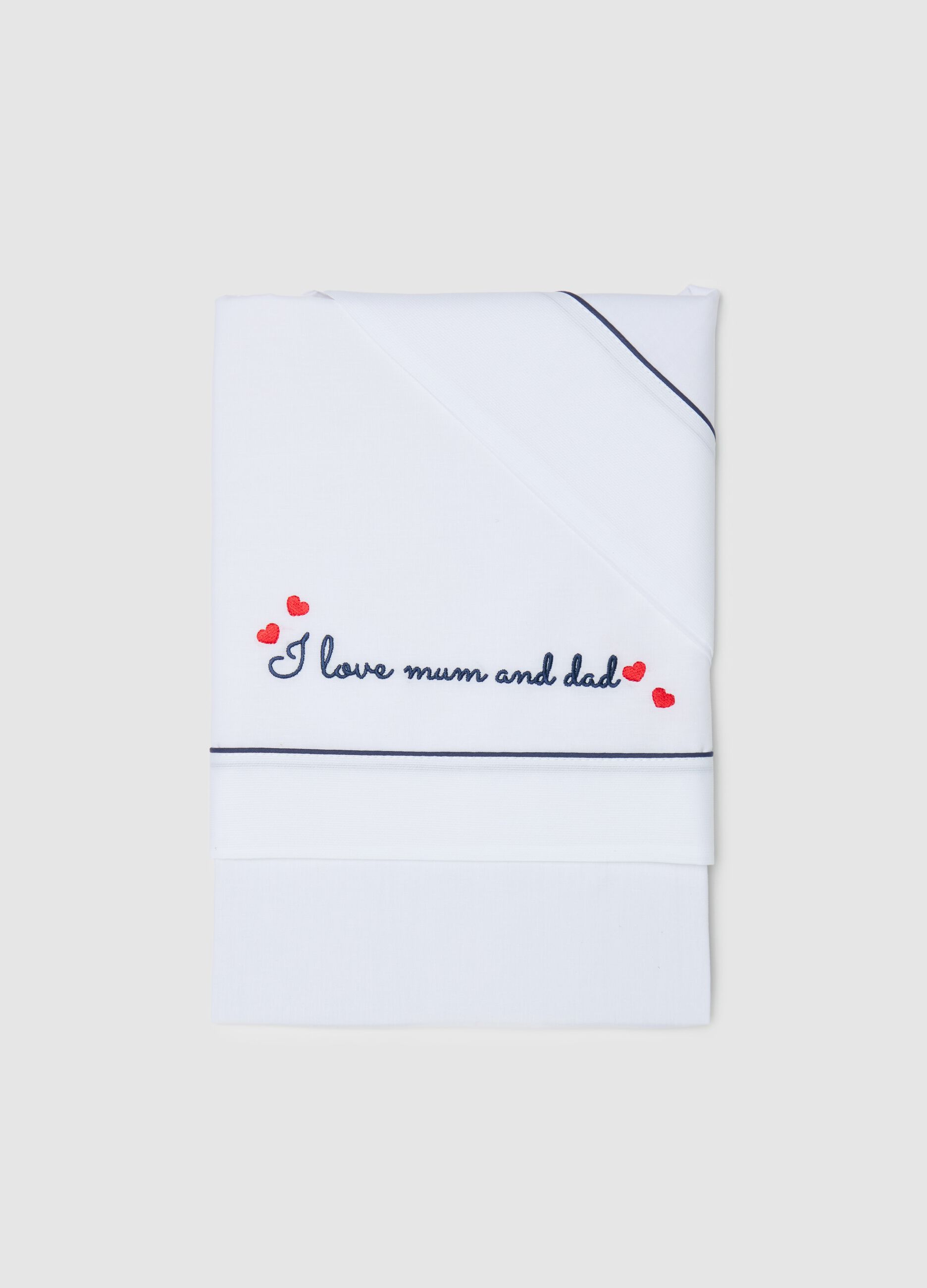 I Love Mum & Dad three-piece cotton crib set