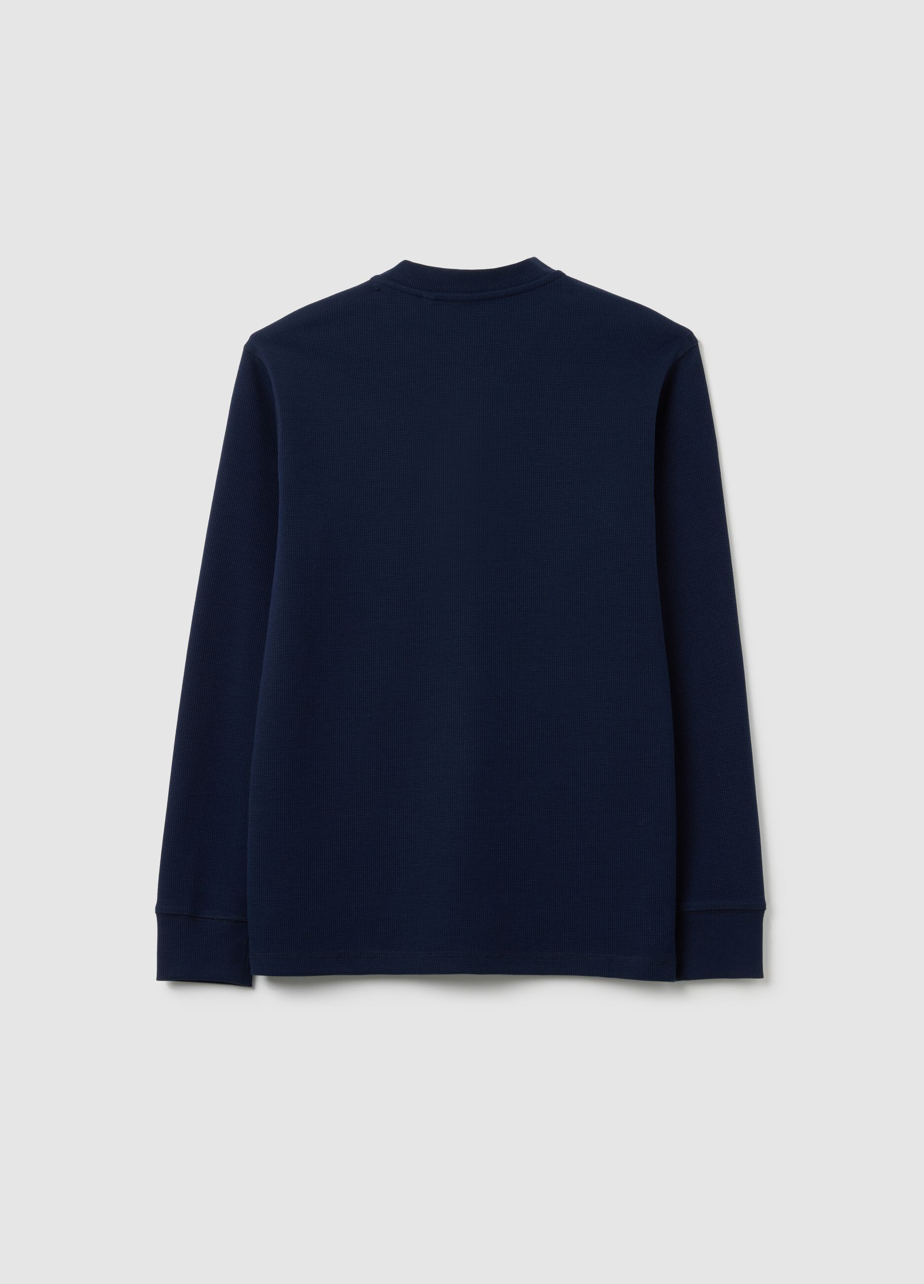 Maglia henley da ragazzo in cotone blu regular fit