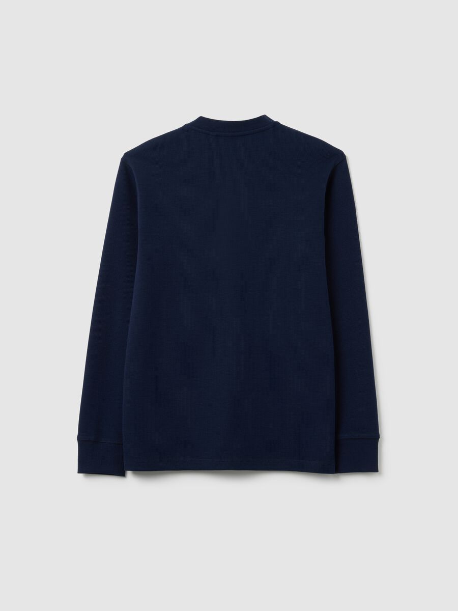 Maglia henley da ragazzo in cotone blu regular fit_1