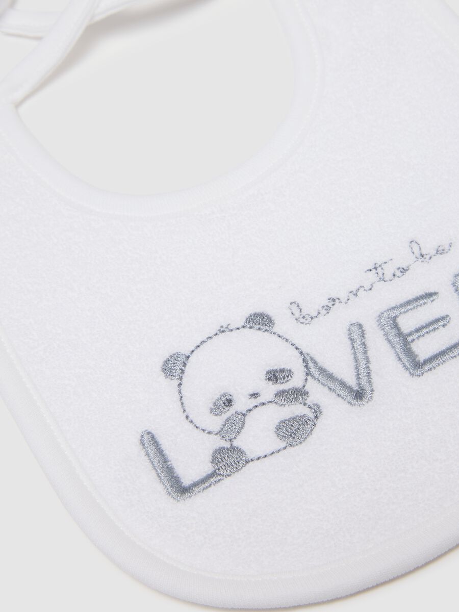 Twin pack baby bibs in white cotton with tie closure_1