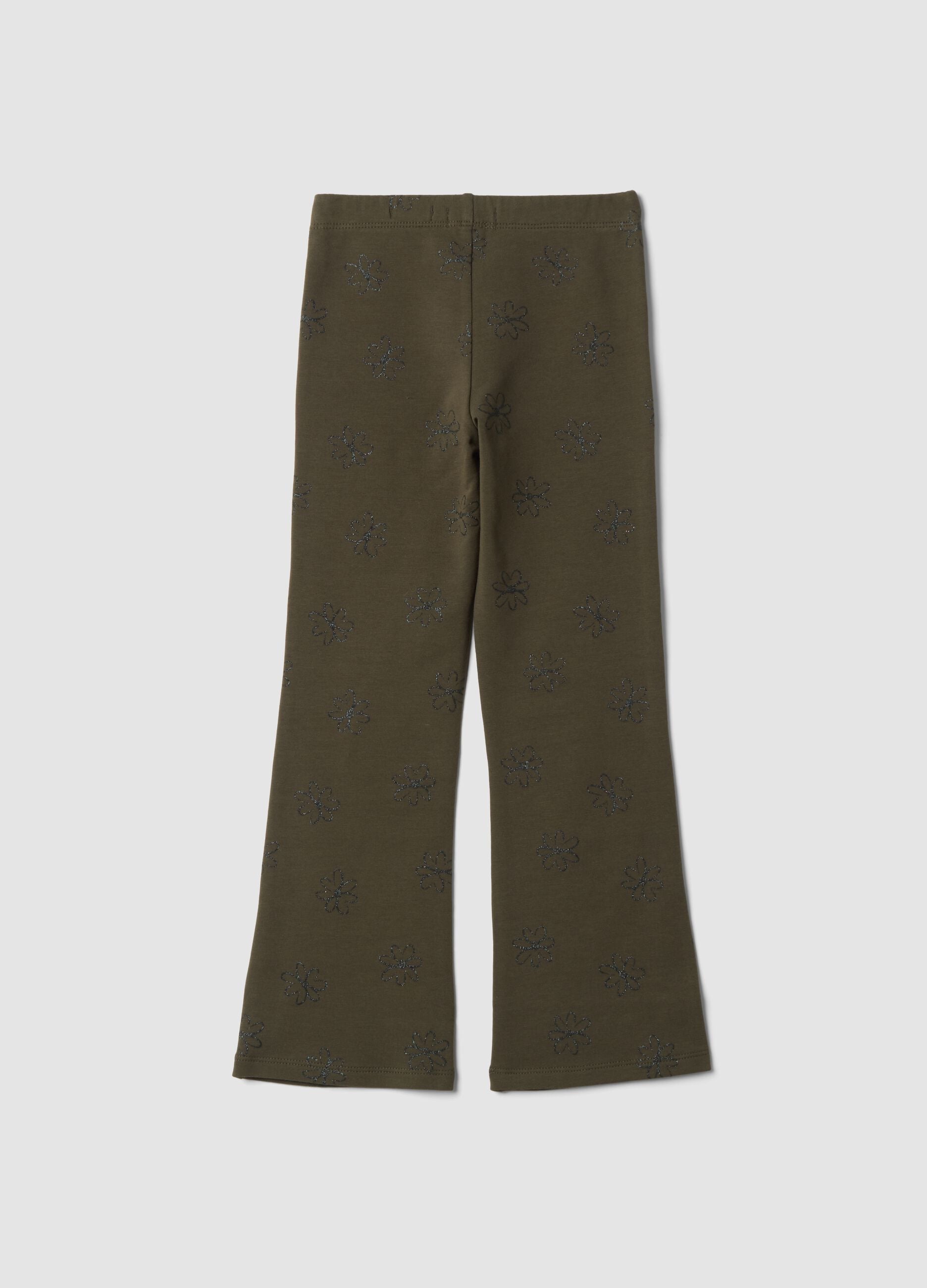 Green skinny-fit stretch cotton leggings