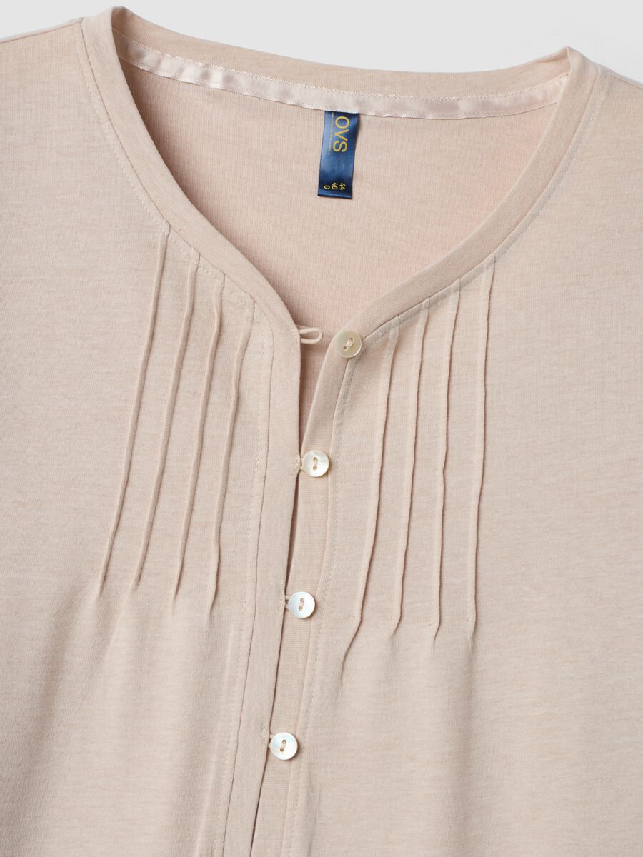 Beige organic cotton-blend nightdress with V-neck_1