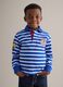 Boys' regular fit multicolour striped pure cotton polo with patches_0