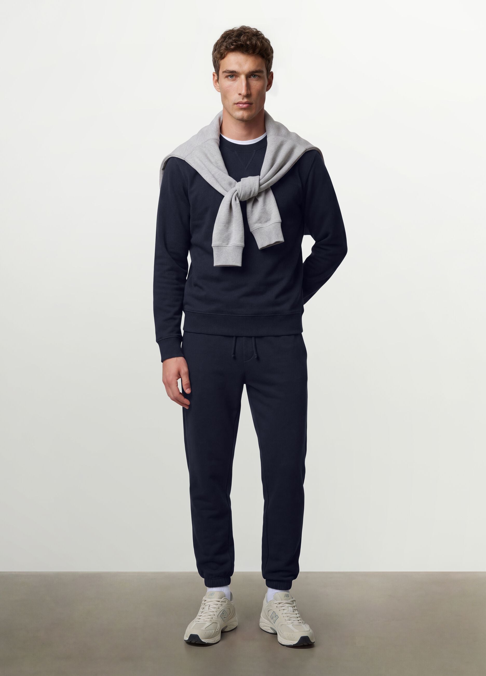 Blue crew-neck sweatshirt in cotton blend, regular fit
