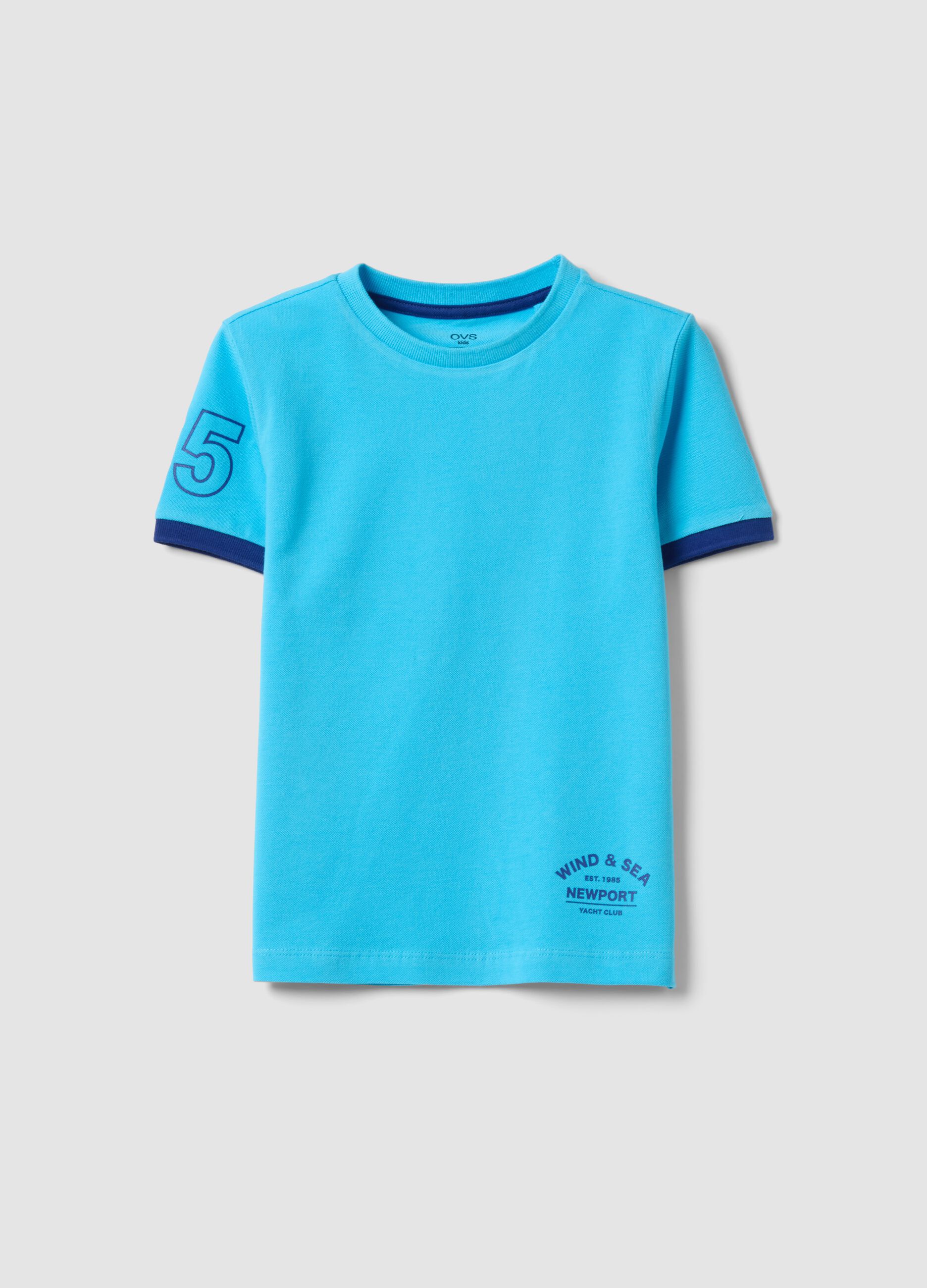 Boys&rsquo; light blue pure organic cotton T-shirt with print
