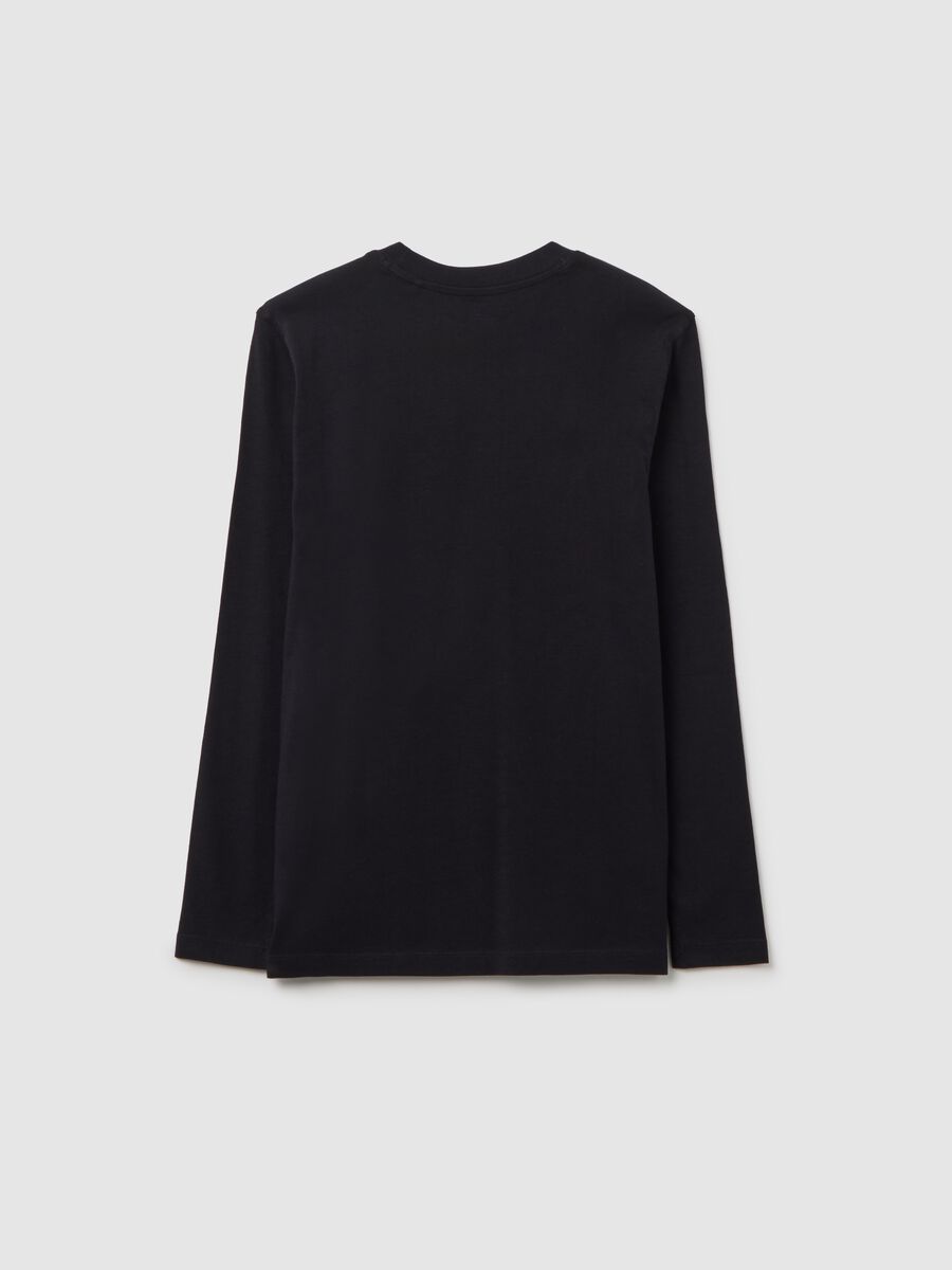 T-shirt da ragazzo in puro cotone nero oversize_1