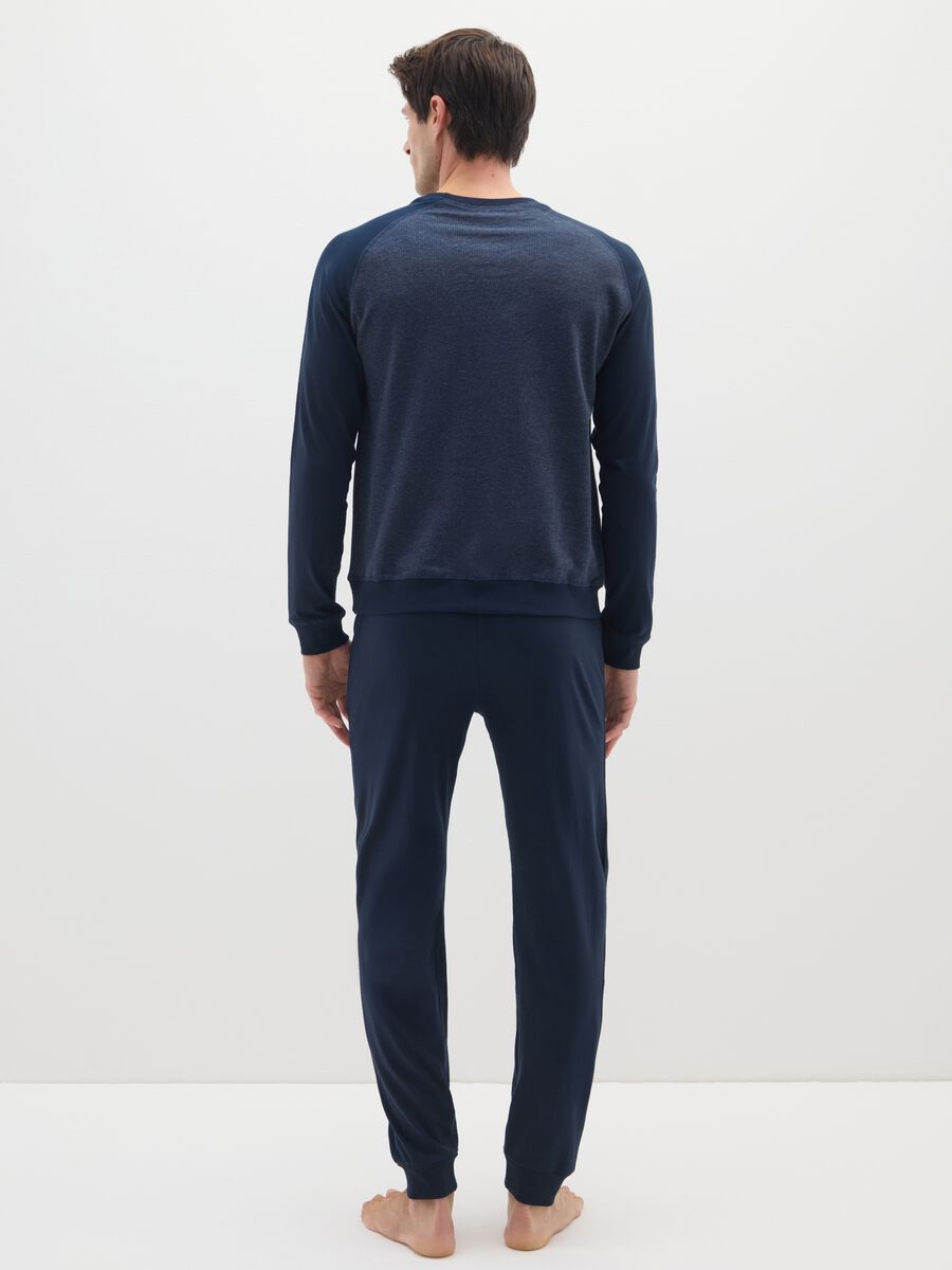 Blue cotton blend regular fit pyjamas_2