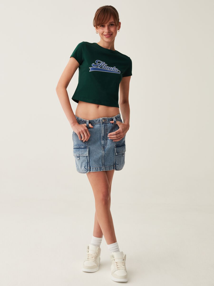 Minigonna cargo in denim_0