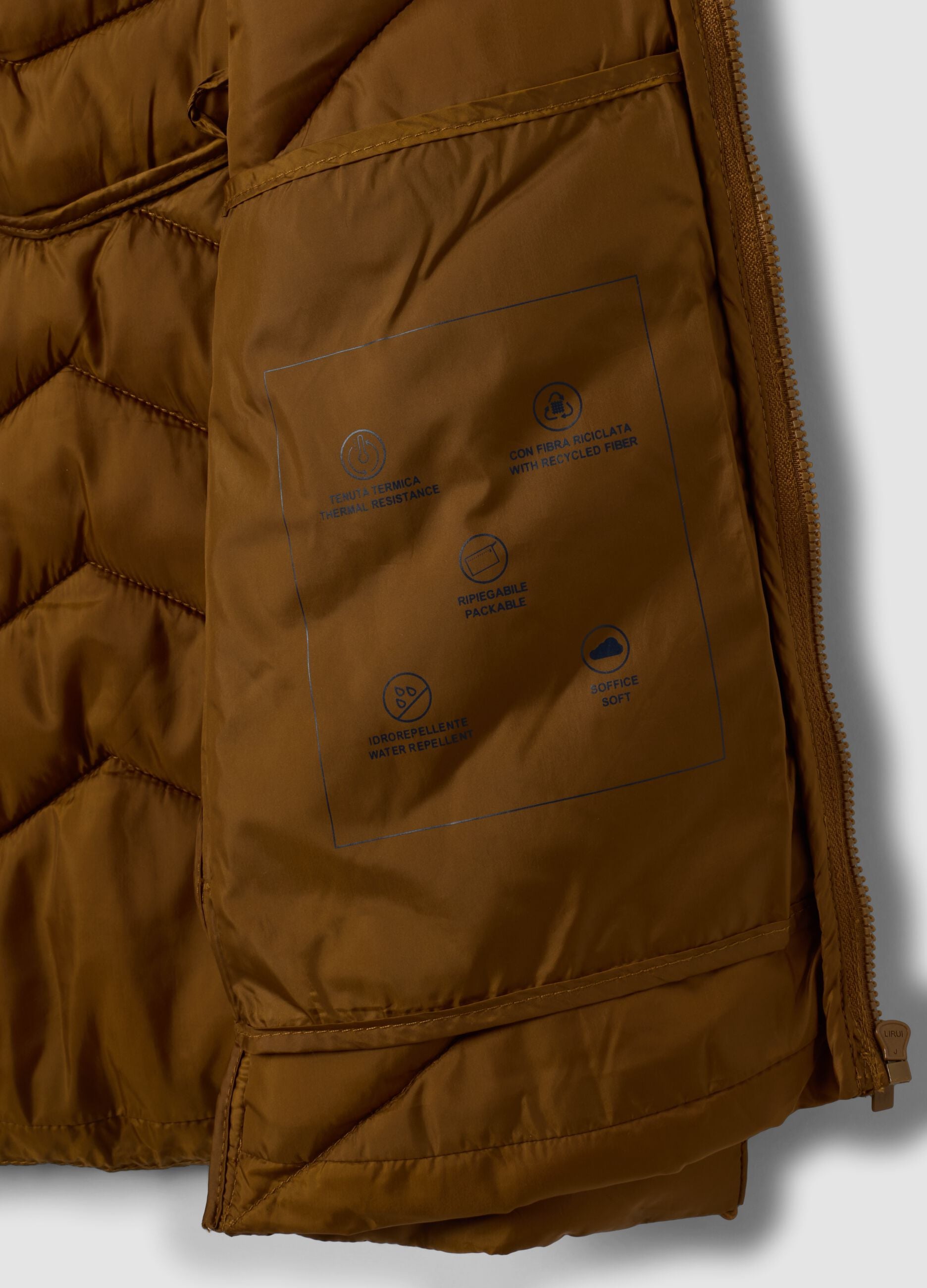 Yellow ultralight quilted gilet with zip and high neck