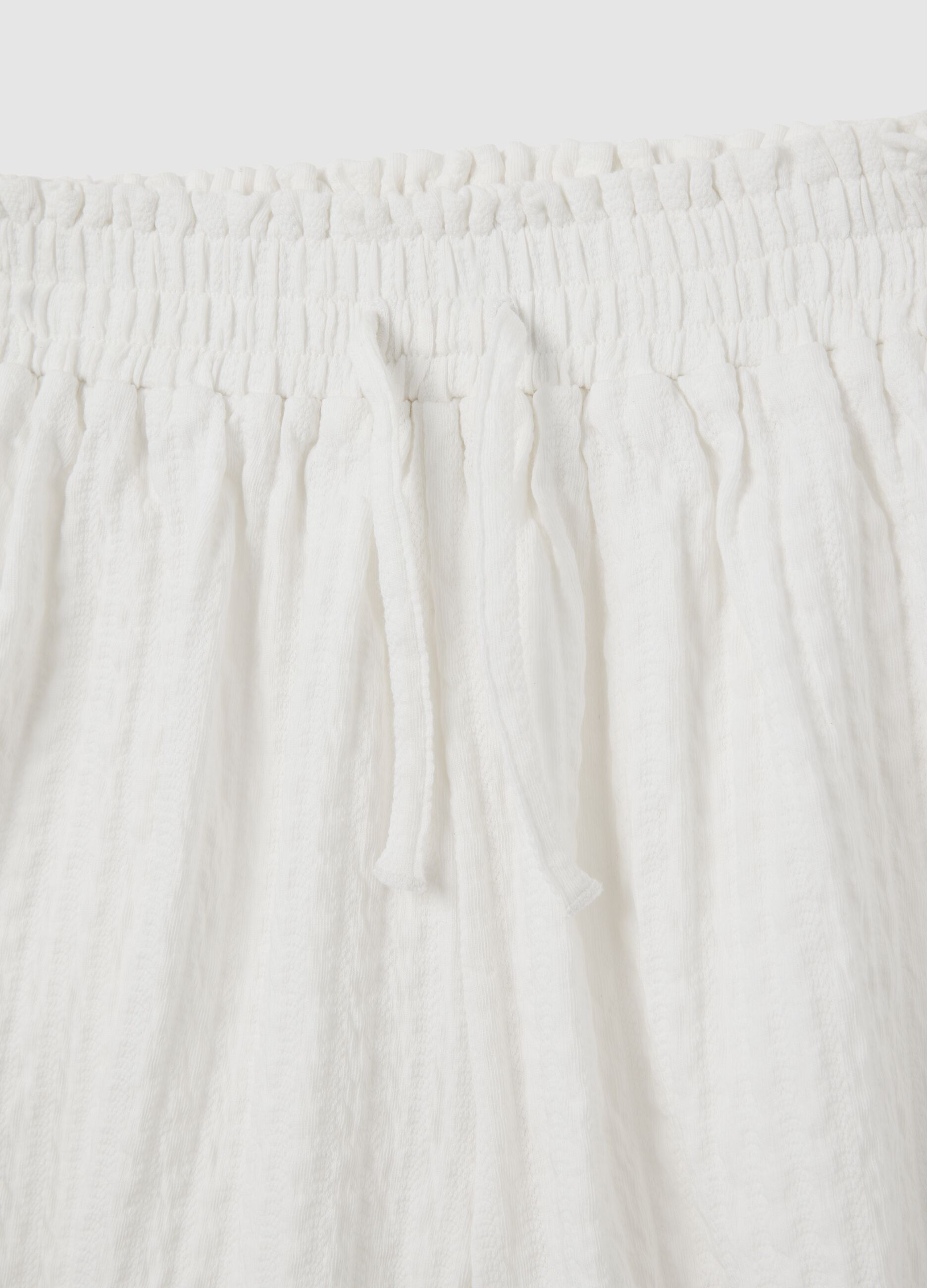 Shorts da bambina in cotone bianco regular fit