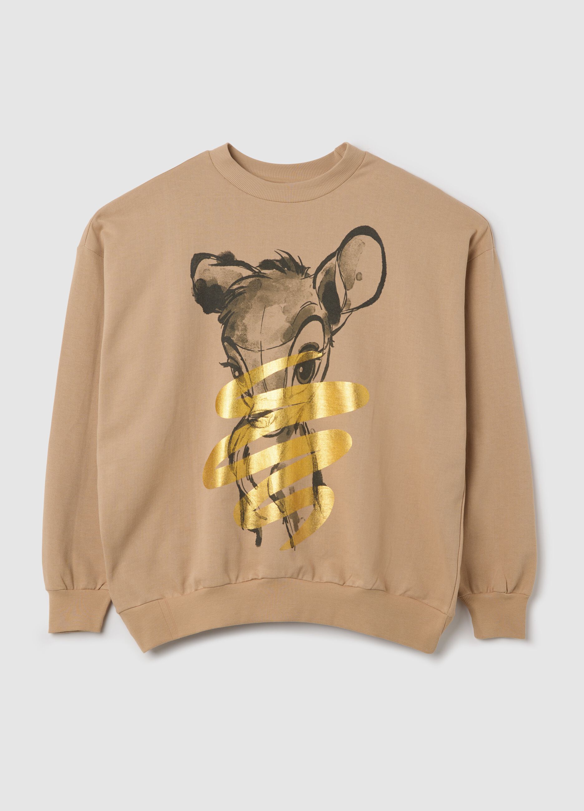 Beige sweatshirt with Bambi foil print