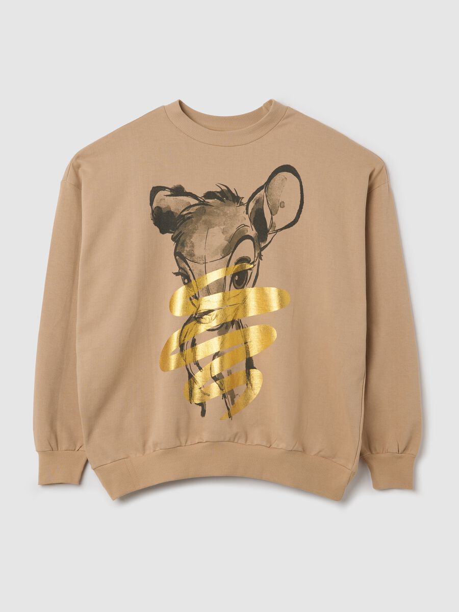 Beige sweatshirt with Bambi foil print_4