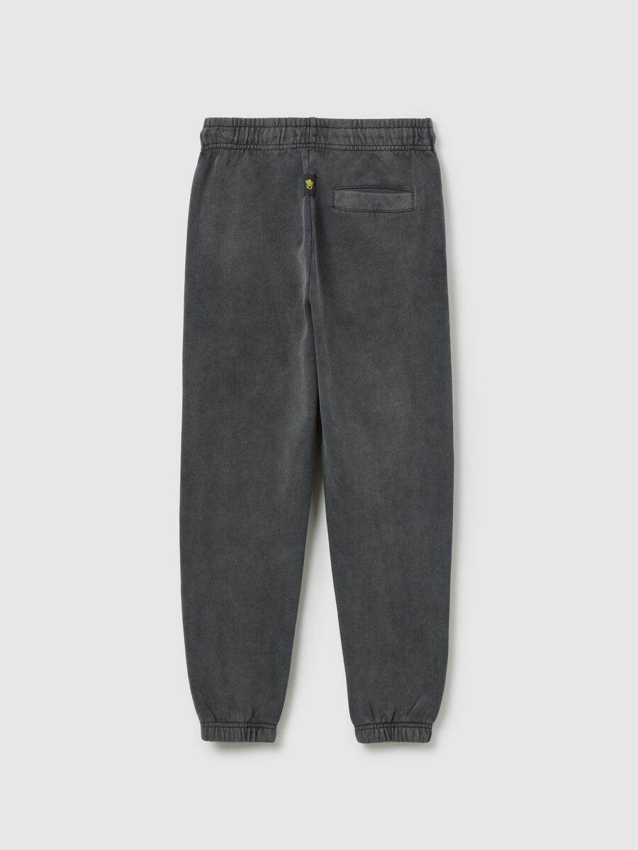 Grey jogger trousers for boys in cotton blend with oversized fit_1