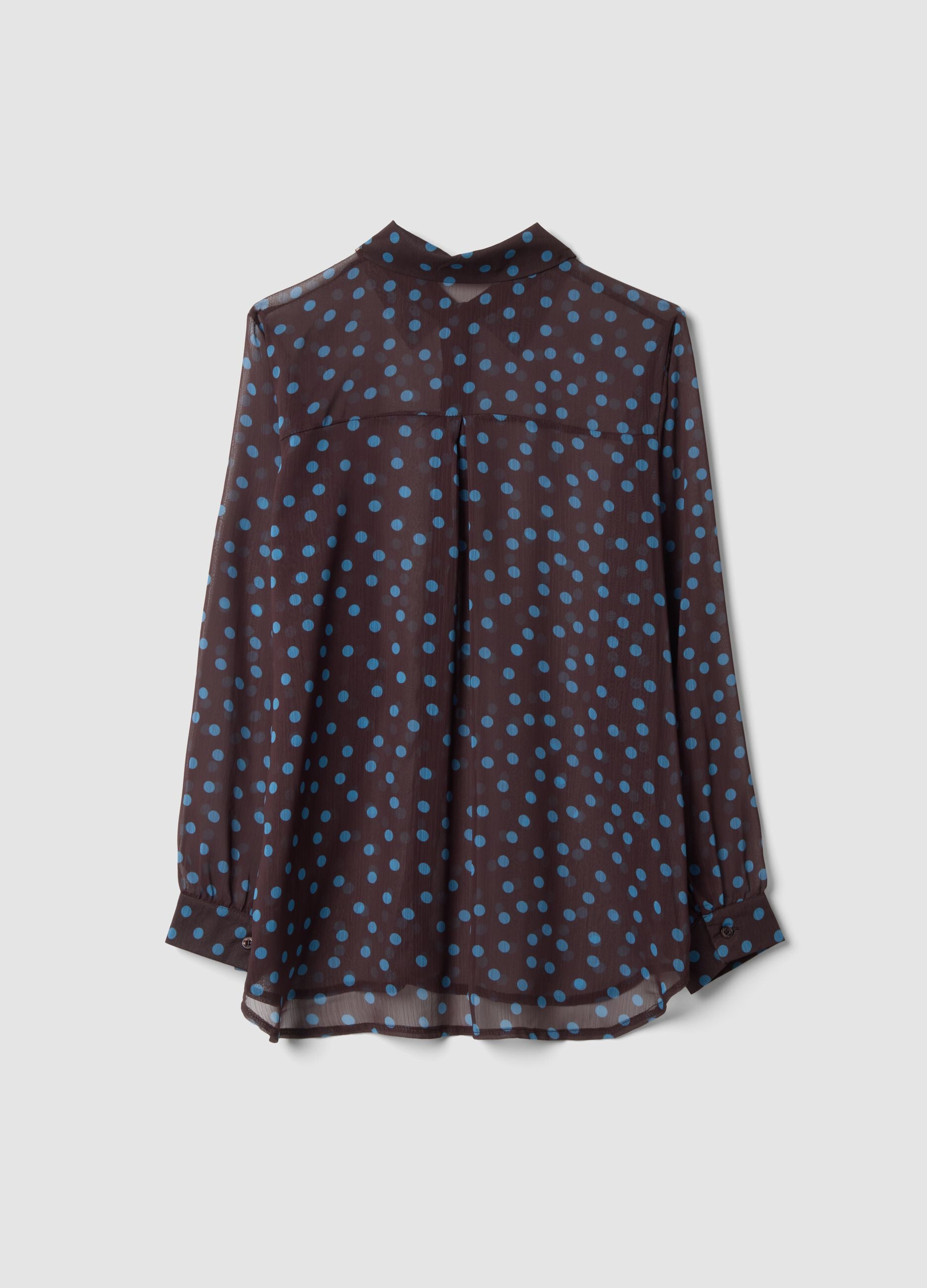 Brown and blue polka-dot regular-fit shirt