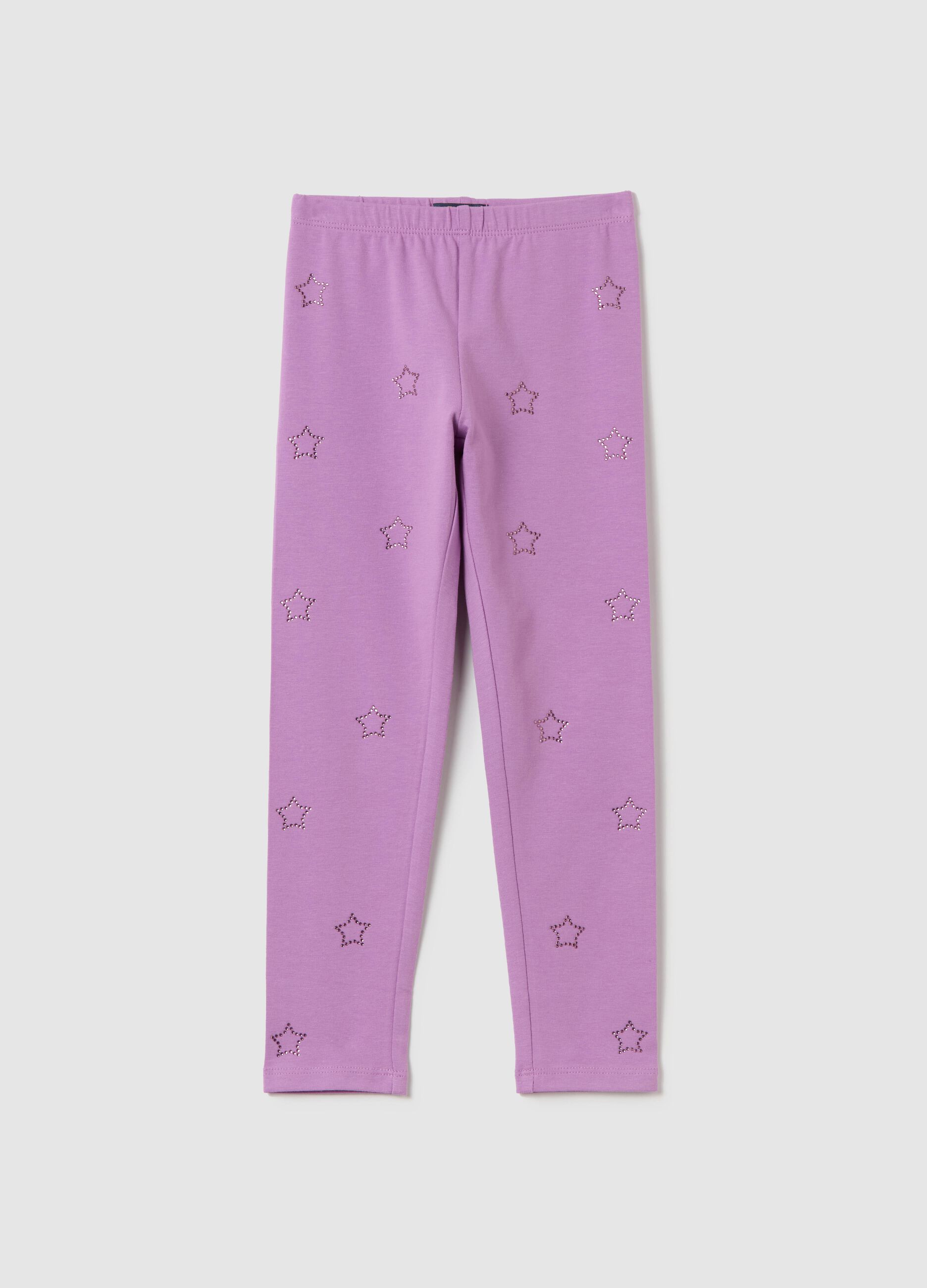 Leggings with diamanté stars application