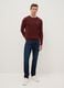 Brown crew-neck pullover in regular fit cotton blend_1