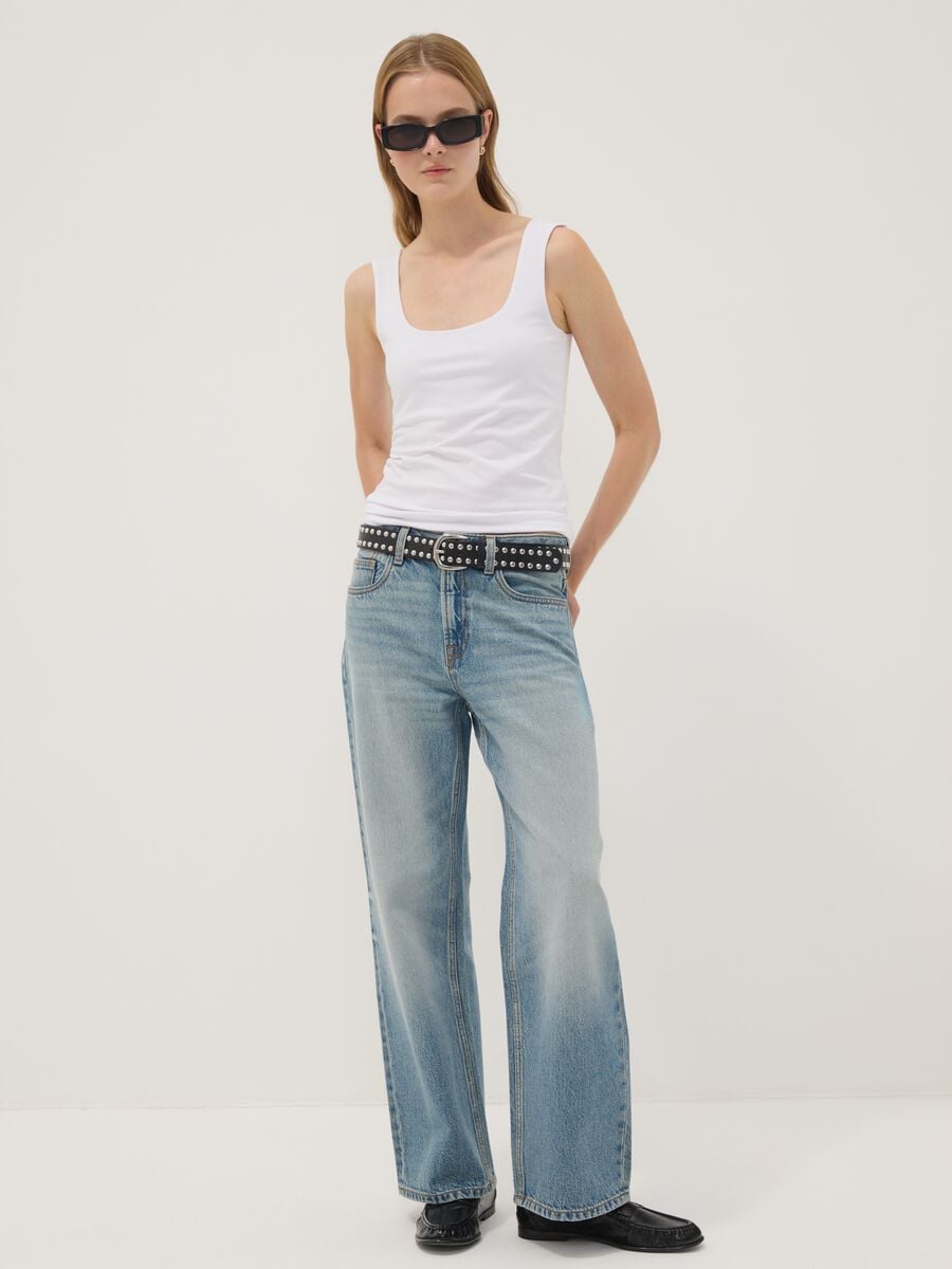 Light blue pure cotton straight-fit jeans_1