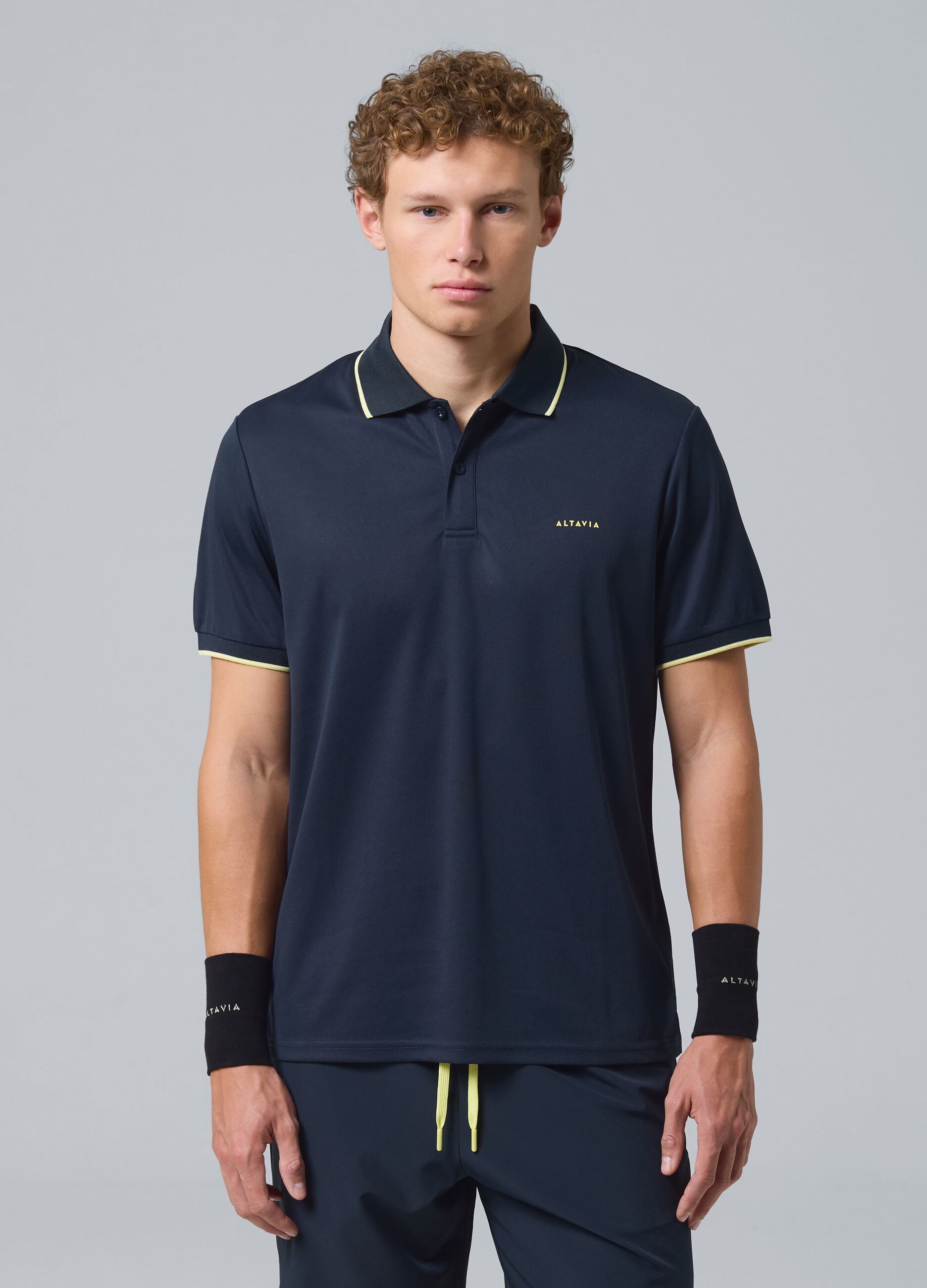 ALTAVIA COURT black sports polo in technical fabric